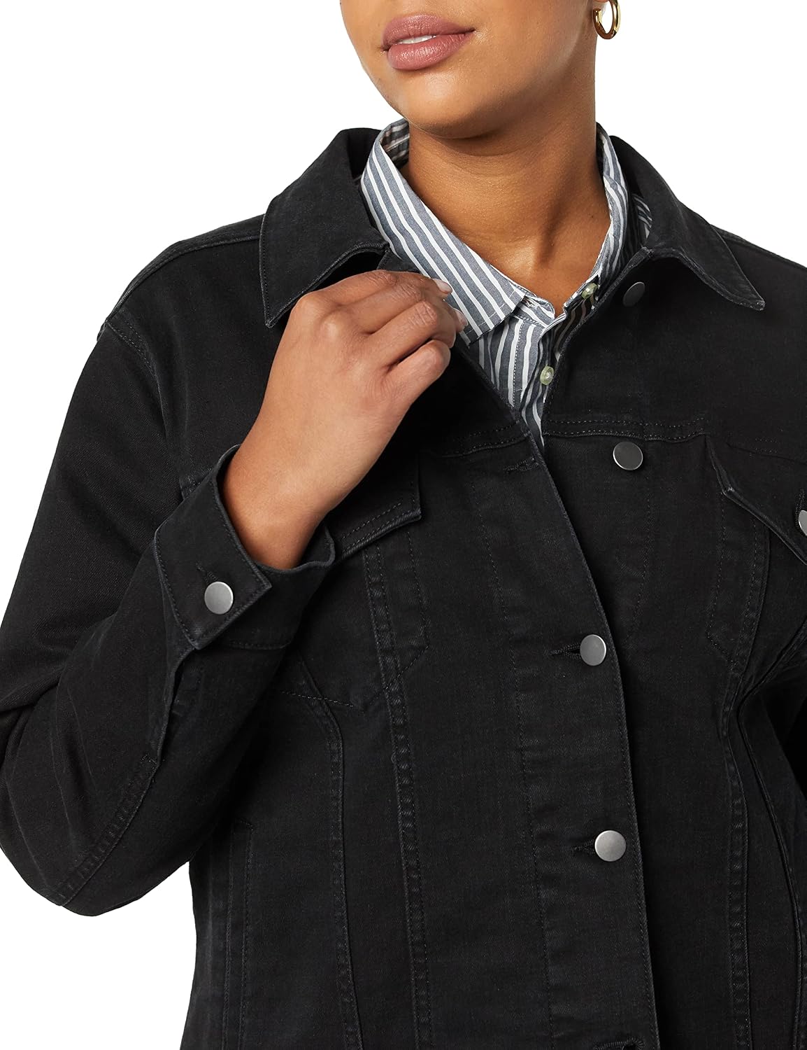 Women's Plus Size Classic Denim Trucker Jacket Black Wash