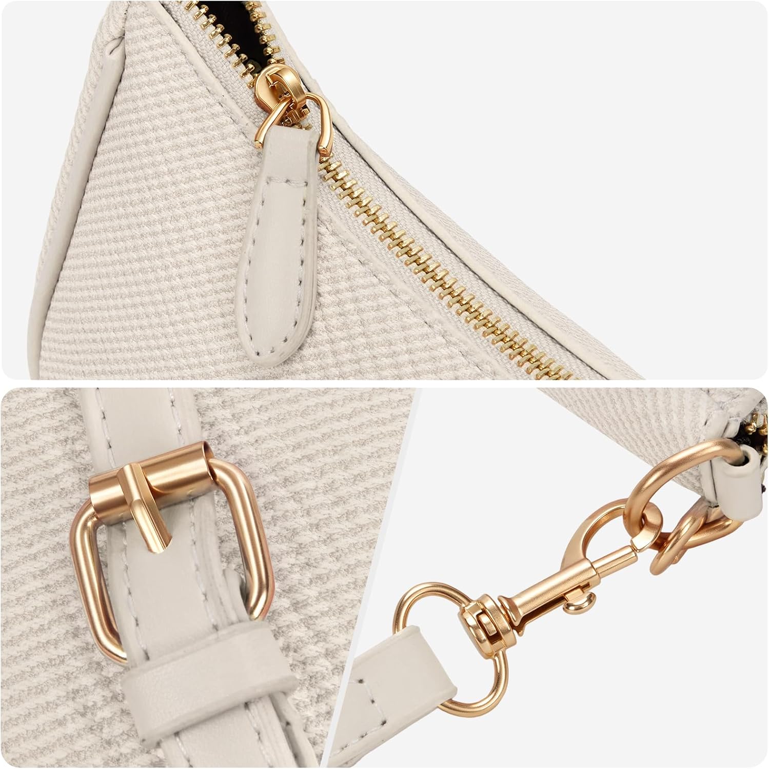 Women's White Textured Crescent Shoulder Bag Cherry
