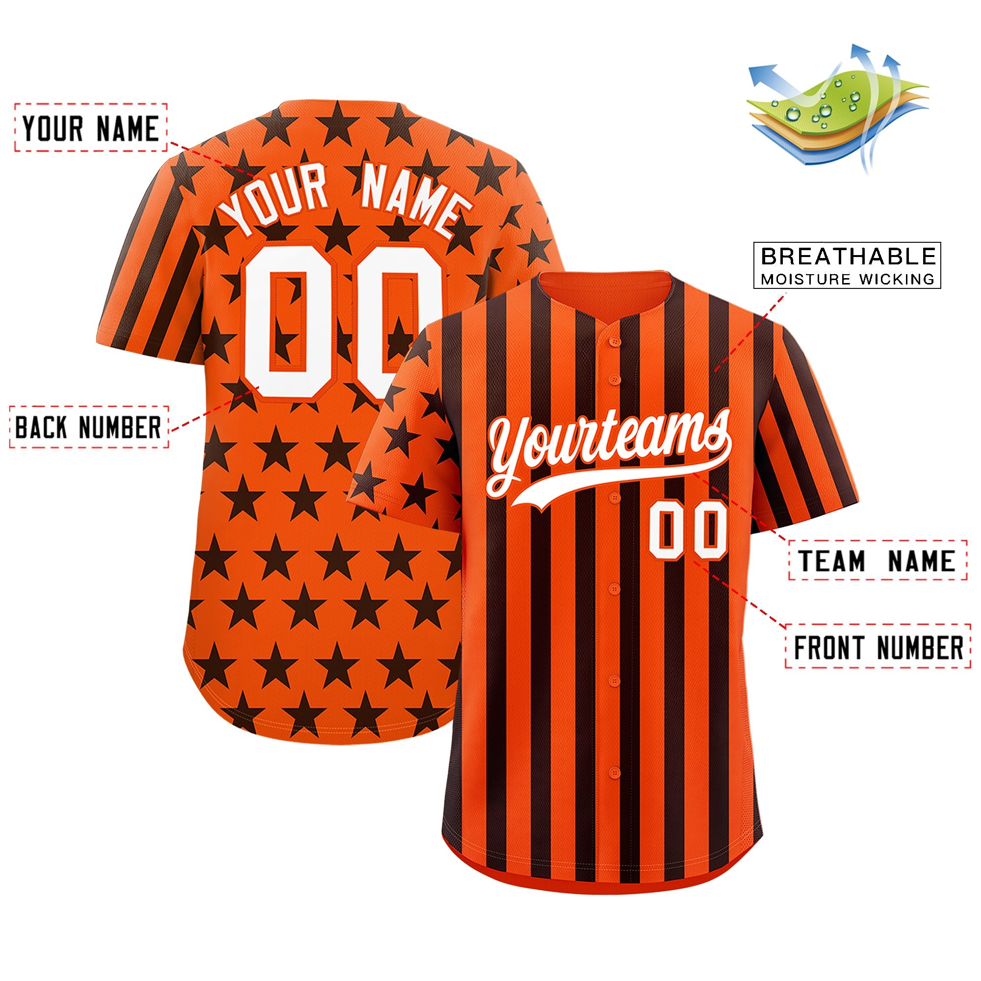 Benutzerdefiniertes Graffiti-Muster-Baseball-Trikot mit amerikanischer Flagge