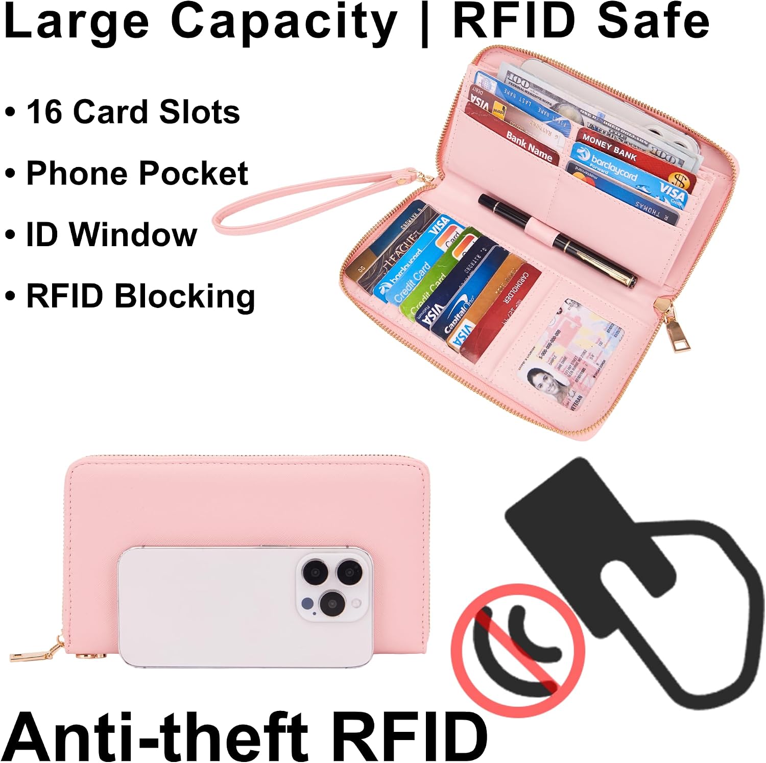Women's Top-Handle Satchel Handbag with Wallet, Pink