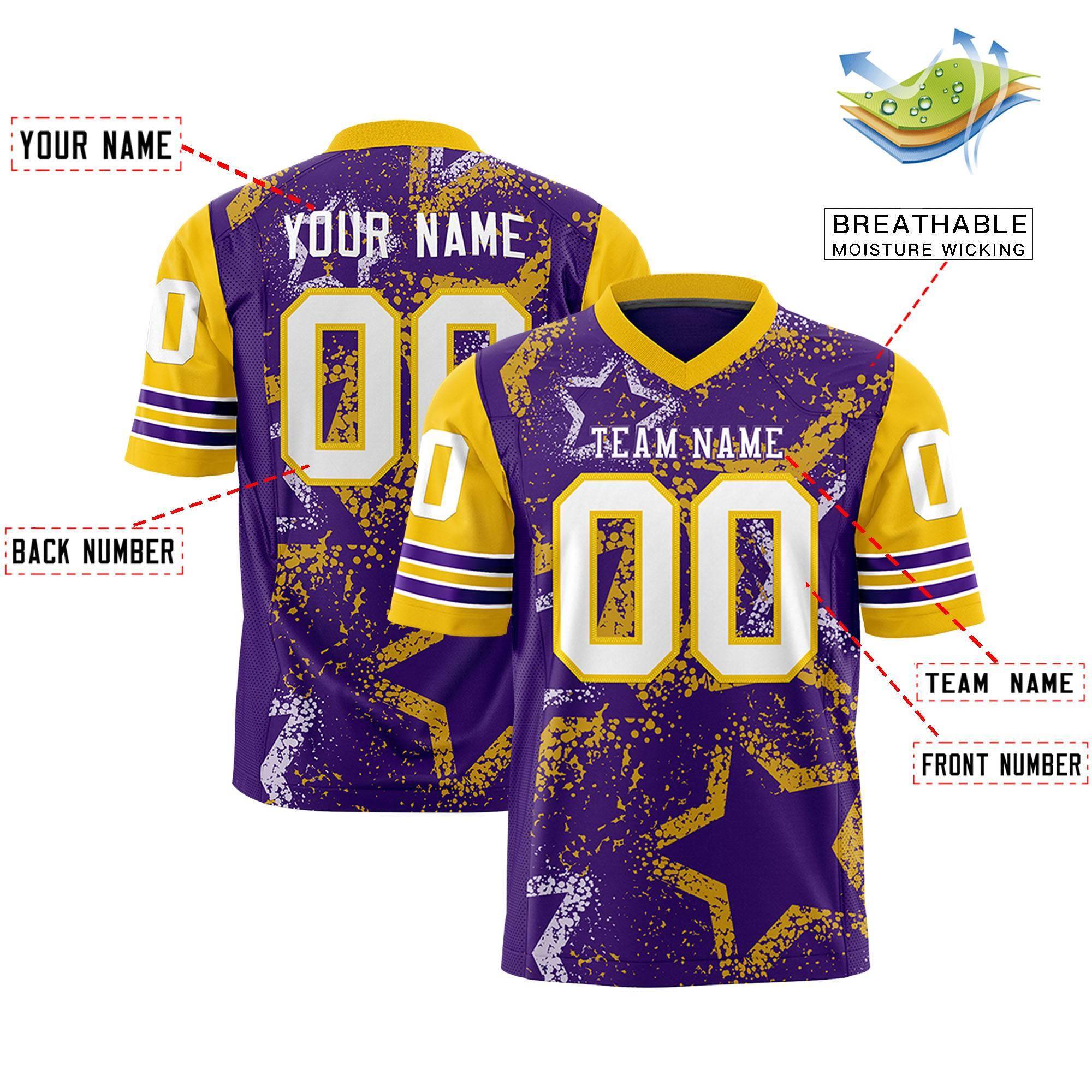 Individuell personalisiertes, authentisches Fußballtrikot mit Sternmuster-Design Individuell personalisiertes, authentisches Fußballtrikot mit Sternmuster-Design