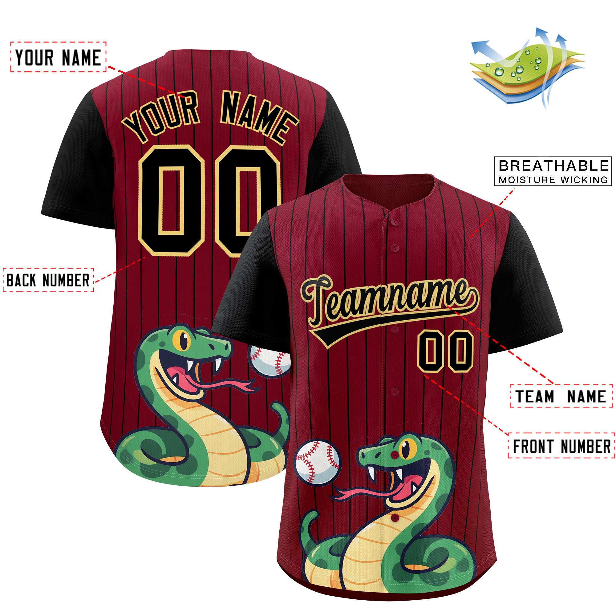 Authentisches Baseball-Trikot mit individuellem Streifen-Tiere-Graffiti-Muster, Raglanärmeln Authentisches Baseball-Trikot mit individuellem Streifen-Tiere-Graffiti-Muster, Raglanärmeln