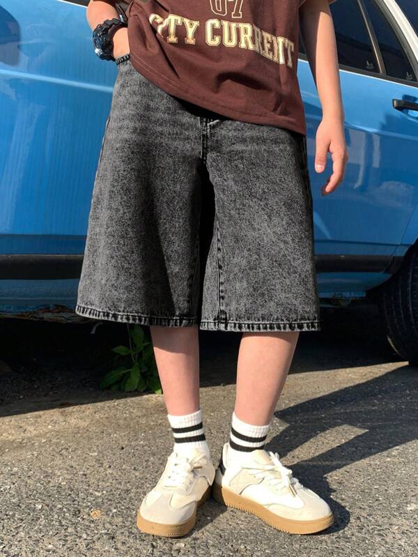 Hellblaue Jeansshorts mit geradem Schnitt für Jungen
