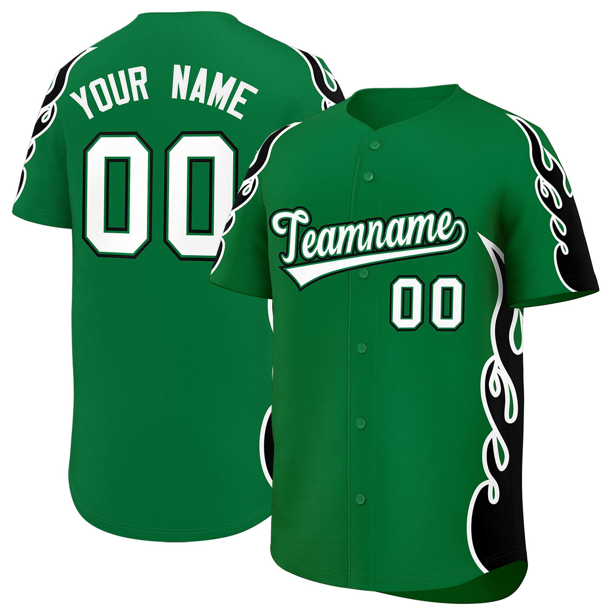 Benutzerdefiniertes Baseball-Trikot mit Seitenflammen-Umrissmuster für Sportuniformen