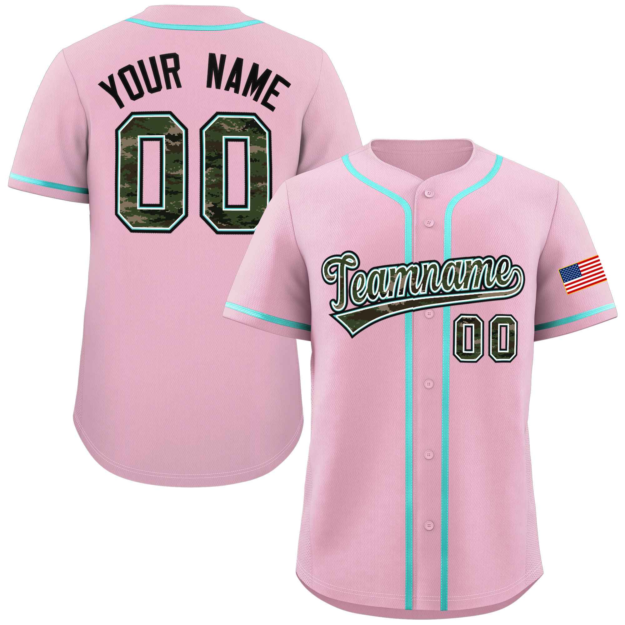 Benutzerdefinierte personalisierte Camo-Schriftart authentisches Baseball-Trikot
