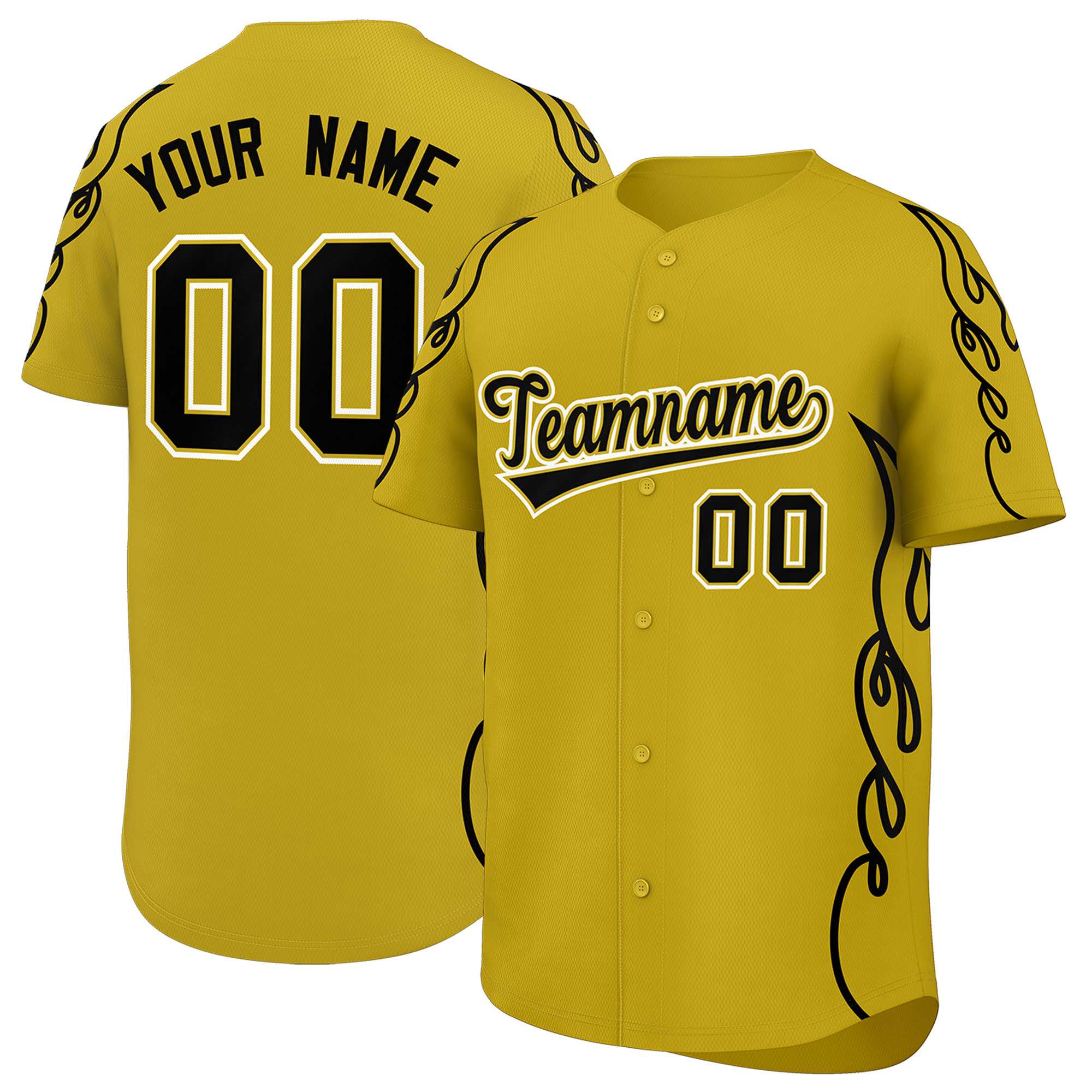 Benutzerdefiniertes Baseball-Trikot mit Seitenflammen-Umrissmuster für Sportuniformen