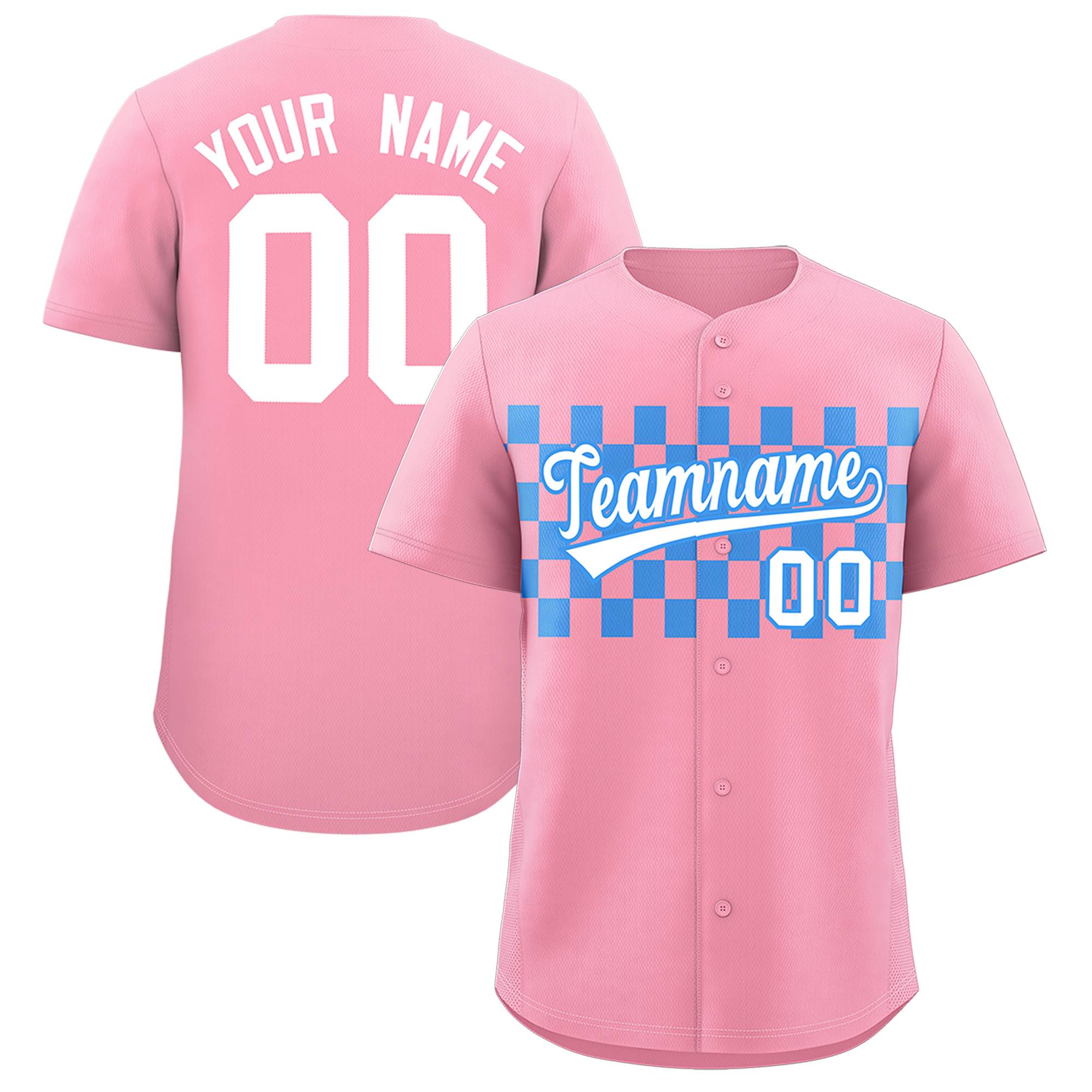 Individuell personalisiertes authentisches Baseball-Trikot mit kariertem Modedesign