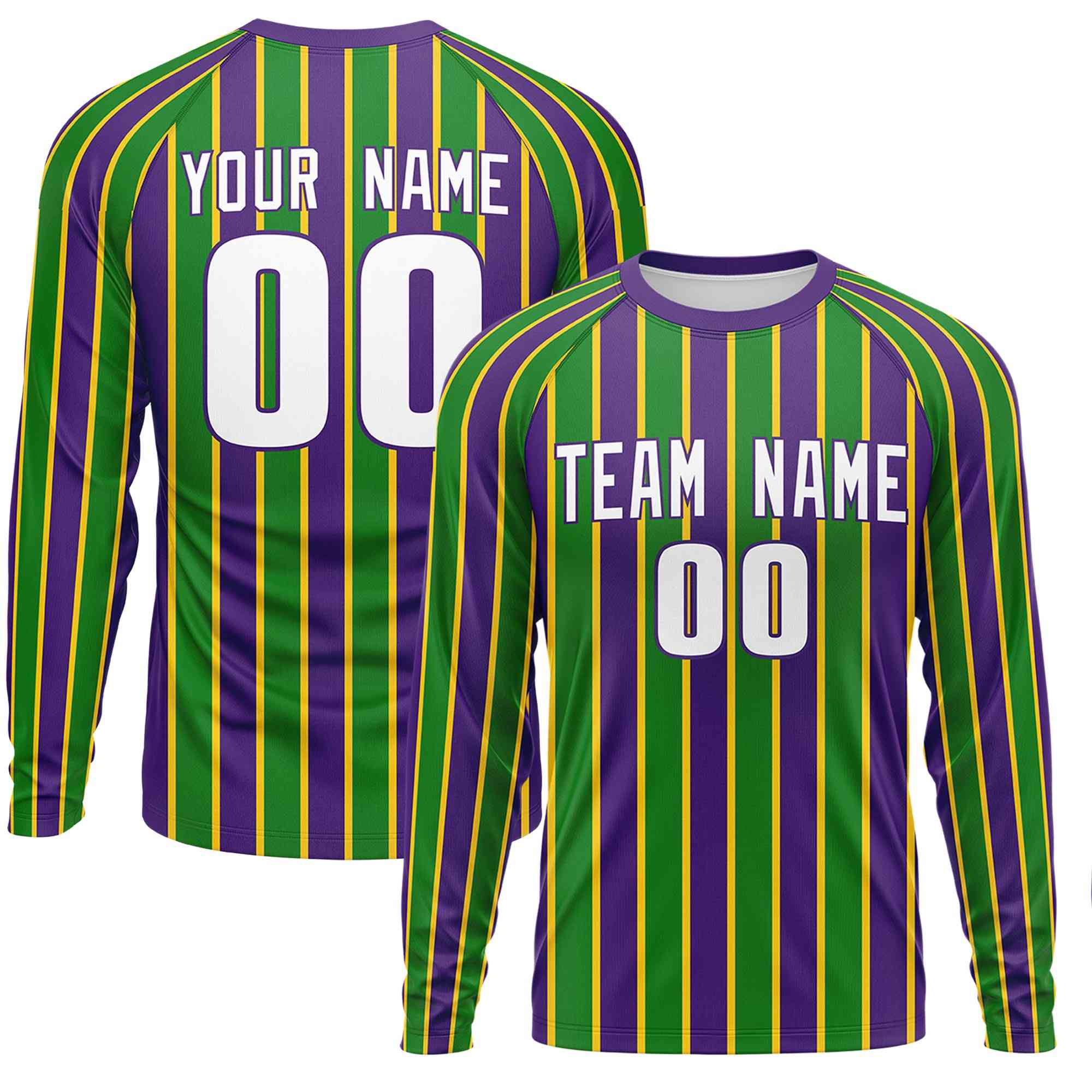 Benutzerdefiniertes, personalisiertes Mardi Gras Langarm-Performance-T-Shirt mit Rundhalsausschnitt