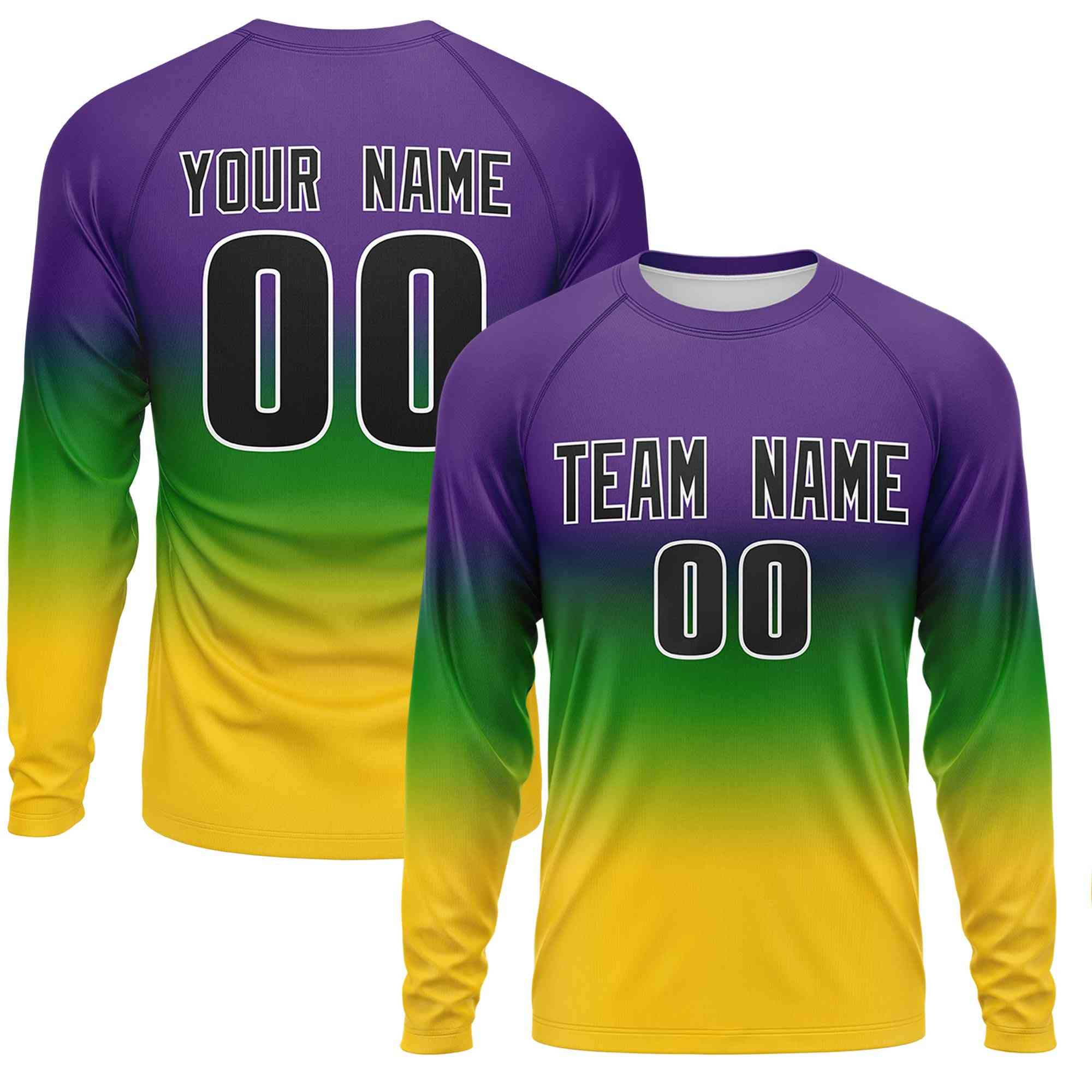 Benutzerdefiniertes, personalisiertes Mardi Gras Langarm-Performance-T-Shirt mit Rundhalsausschnitt