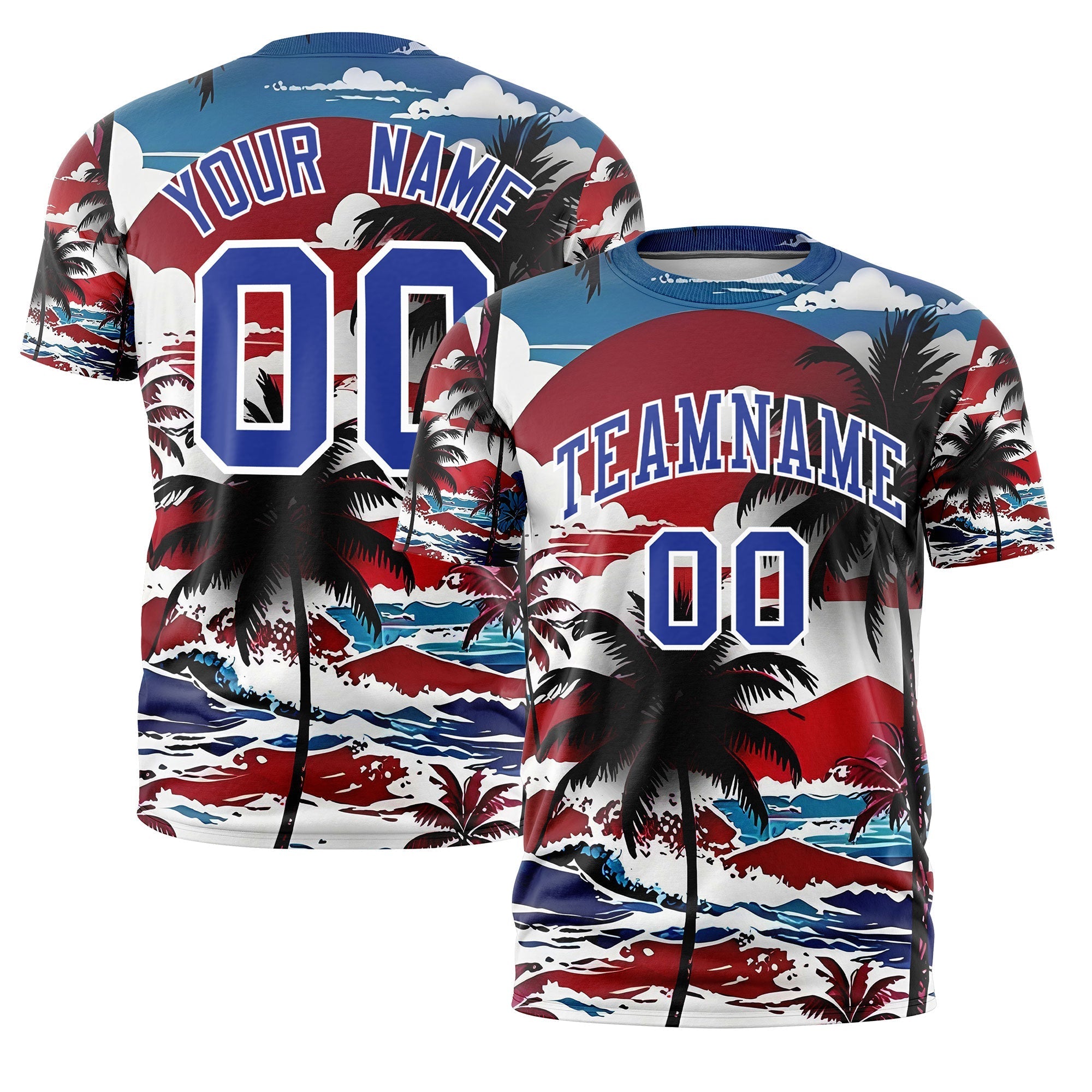 Benutzerdefiniertes T-Shirt im hawaiianischen Stil mit Graffiti-Muster