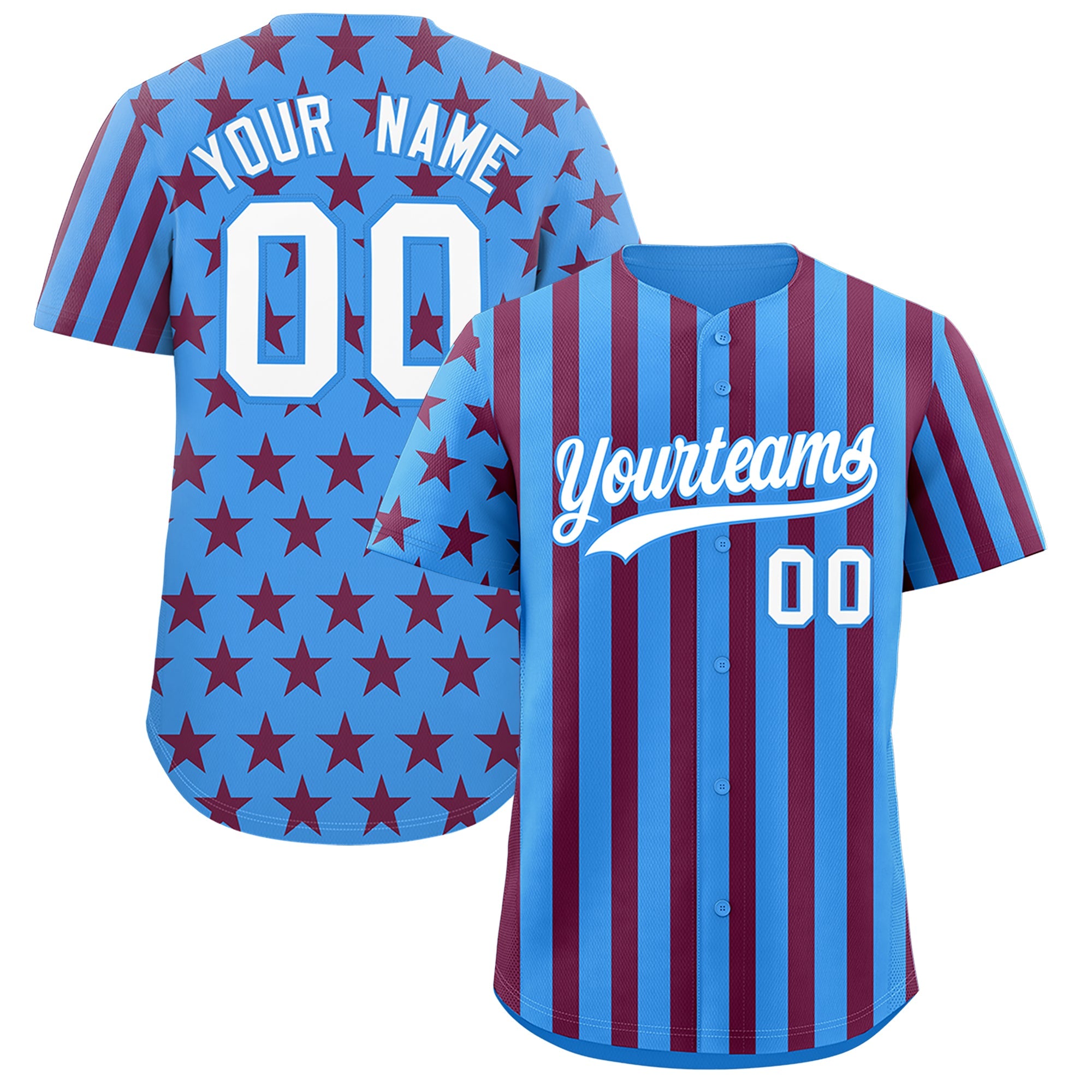 Benutzerdefiniertes Graffiti-Muster-Baseball-Trikot mit amerikanischer Flagge