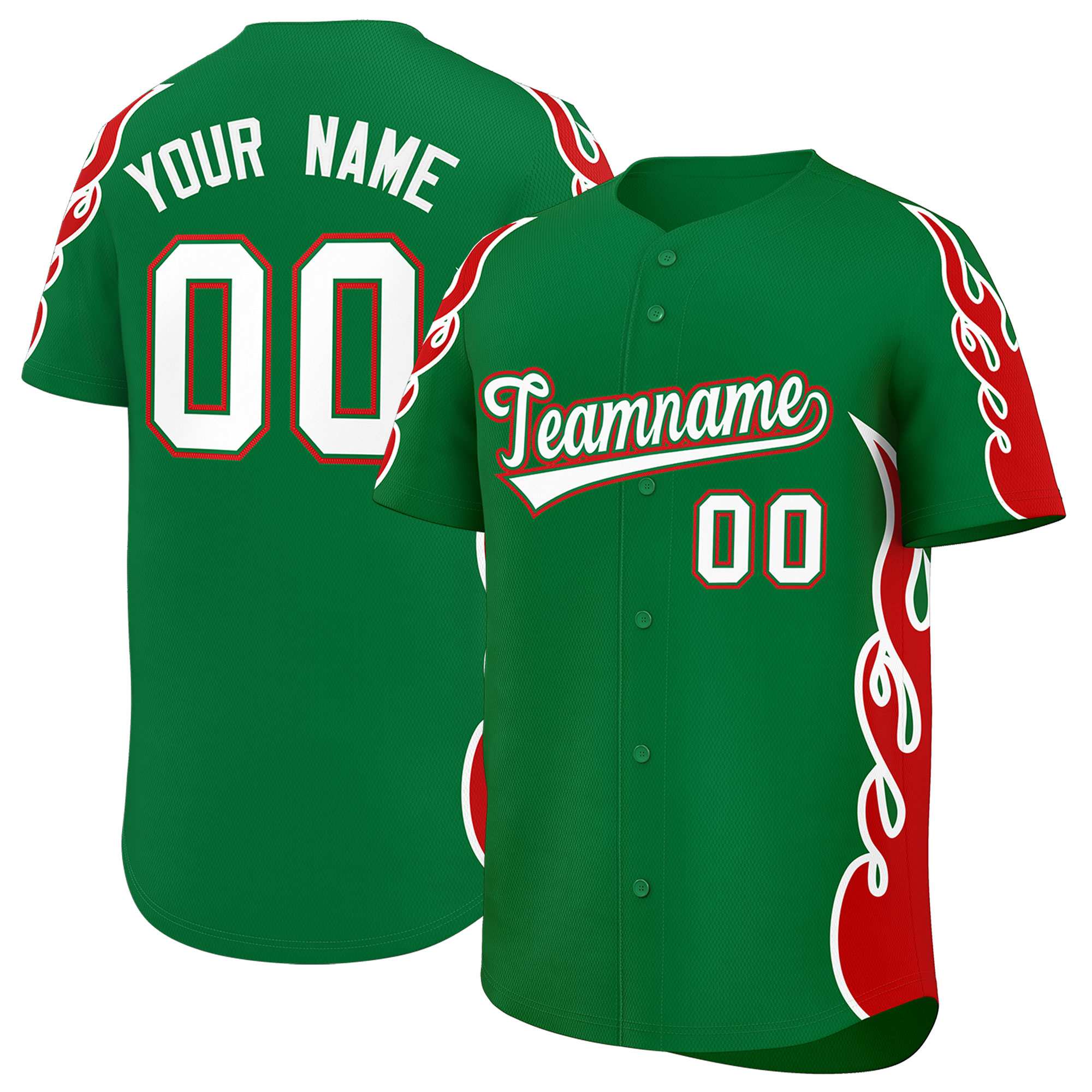 Benutzerdefiniertes Baseball-Trikot mit Seitenflammen-Umrissmuster für Sportuniformen