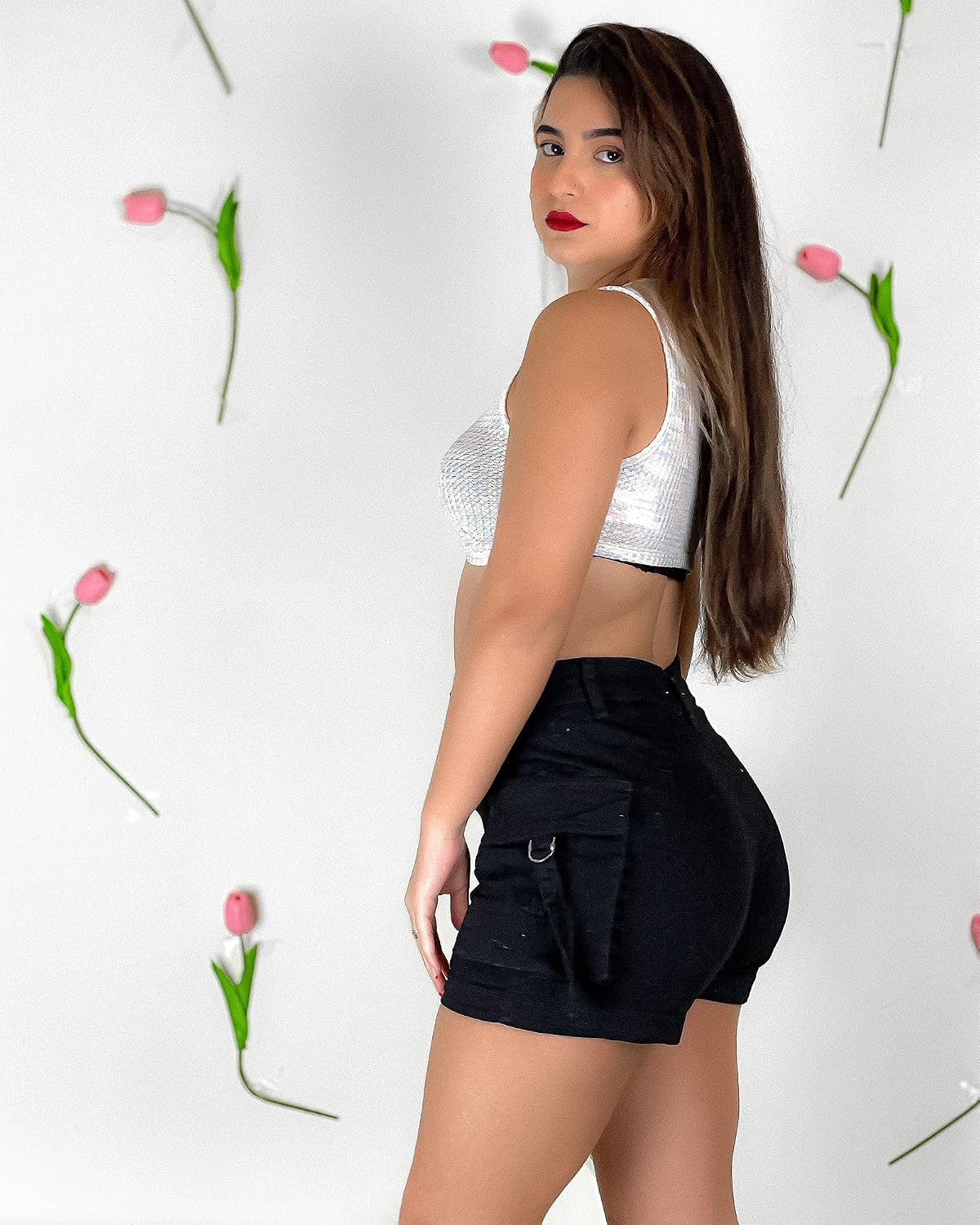 Cargo Shorts for Women Trendy High Wasited Summer Utility Cut Off with Pockets