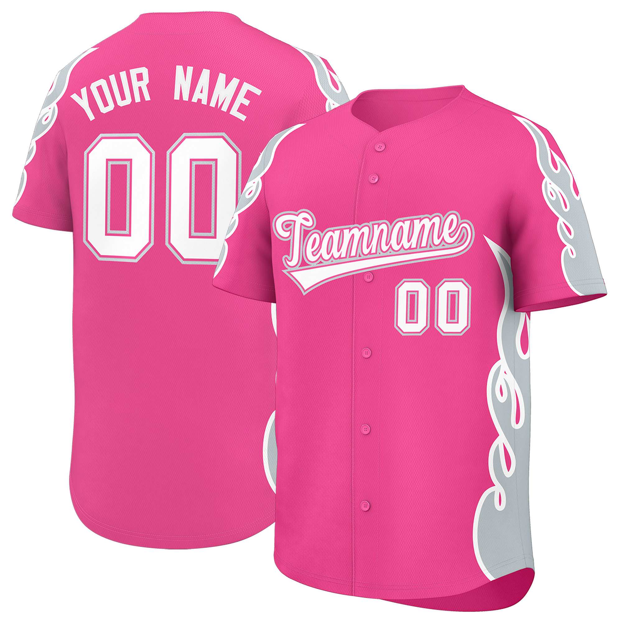 Benutzerdefiniertes Baseball-Trikot mit Seitenflammen-Umrissmuster für Sportuniformen