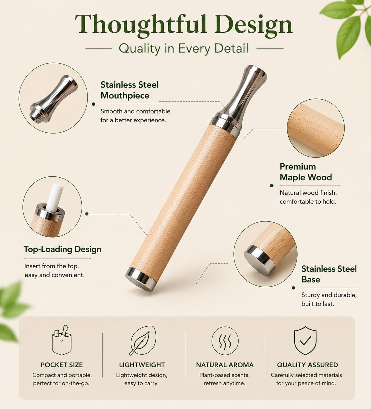 Natural Wood Aroma Stick 4 Flavors Refillable