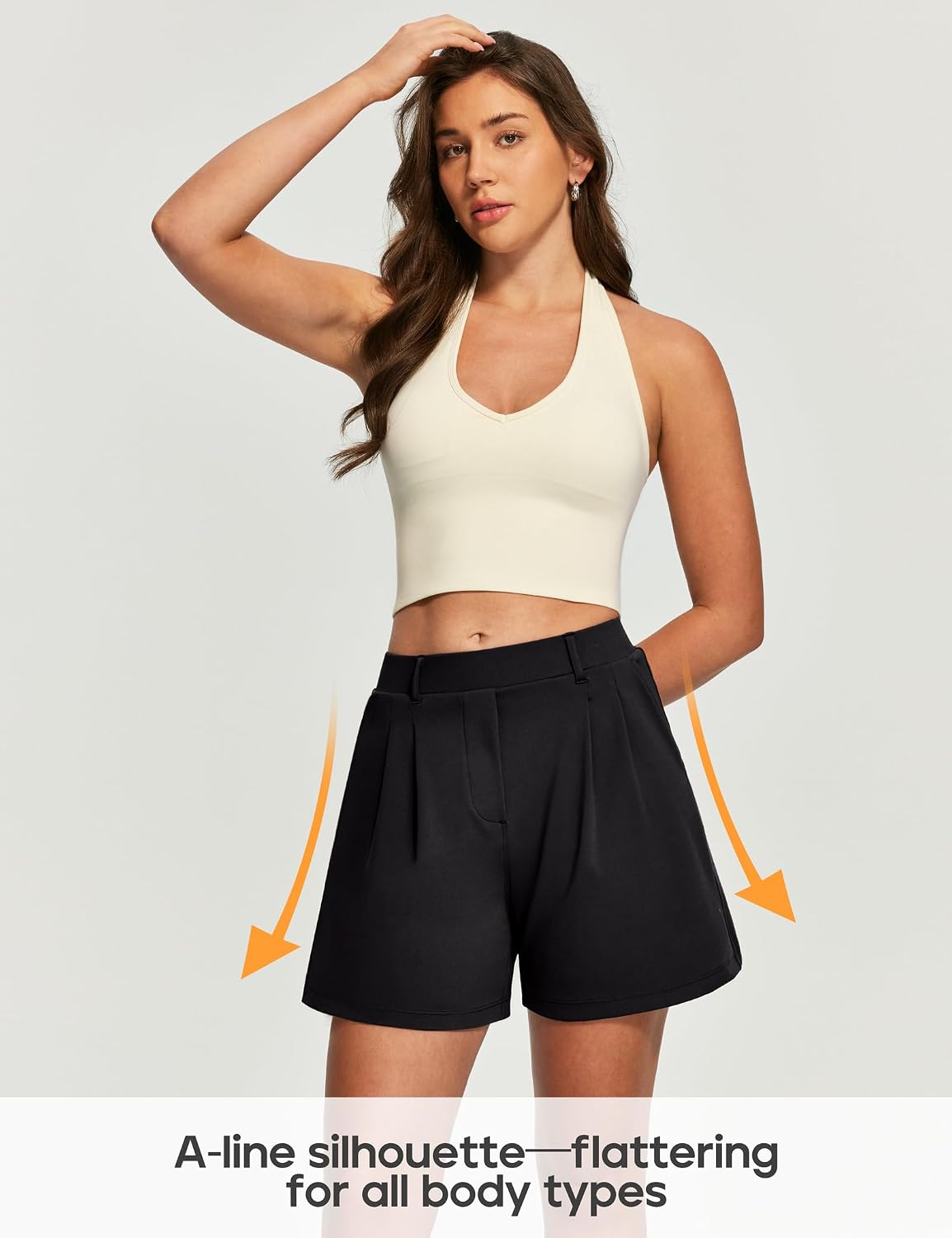 Stretchy Dress Shorts for Women Pull On Womens High Waisted Summer Work Business