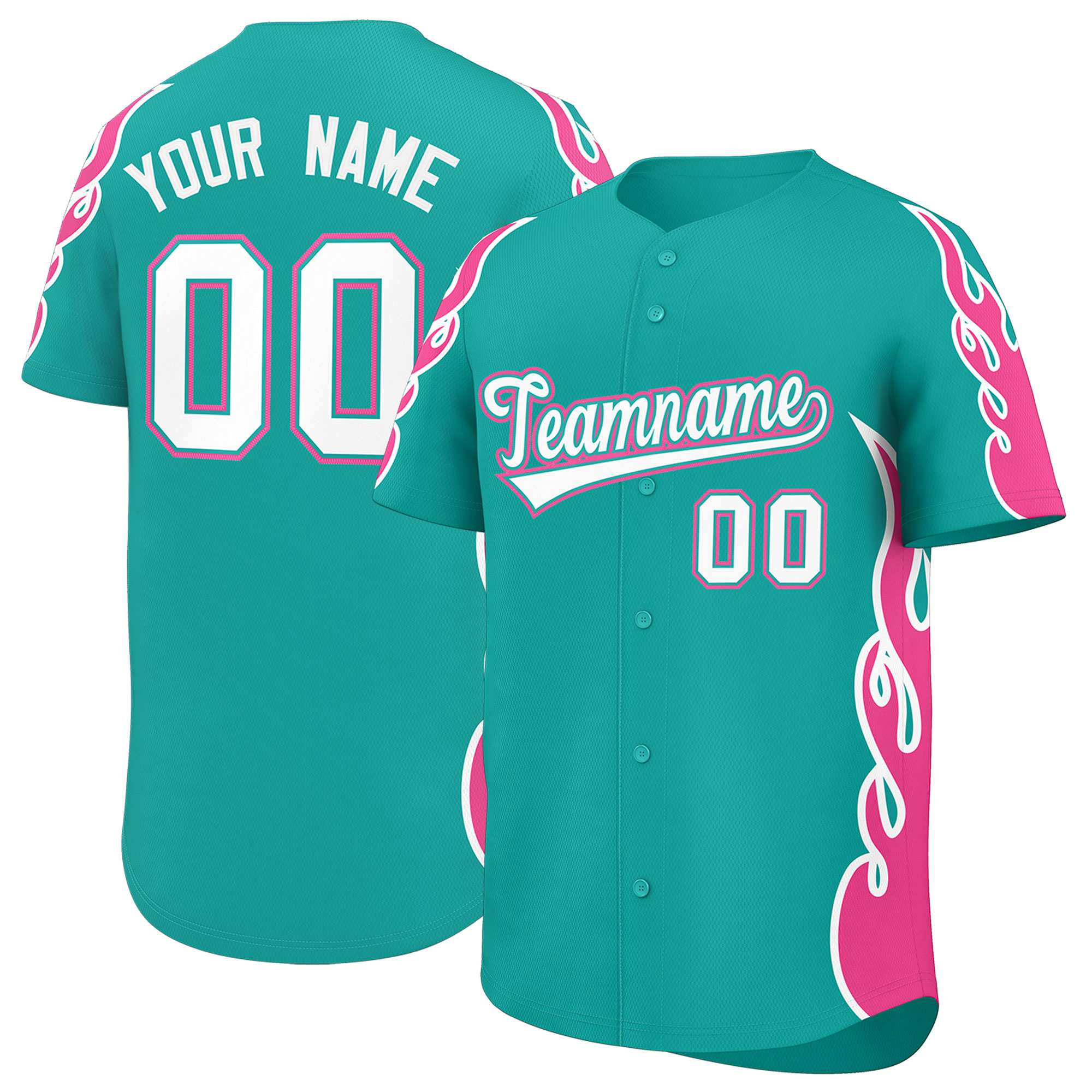 Benutzerdefiniertes Baseball-Trikot mit Seitenflammen-Umrissmuster für Sportuniformen