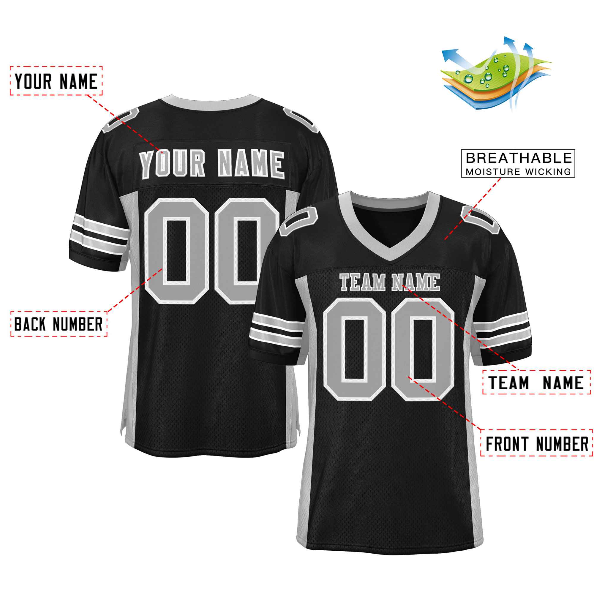 Authentisches Mesh-Fußballtrikot mit individuellem Einsatz und Farbdesign