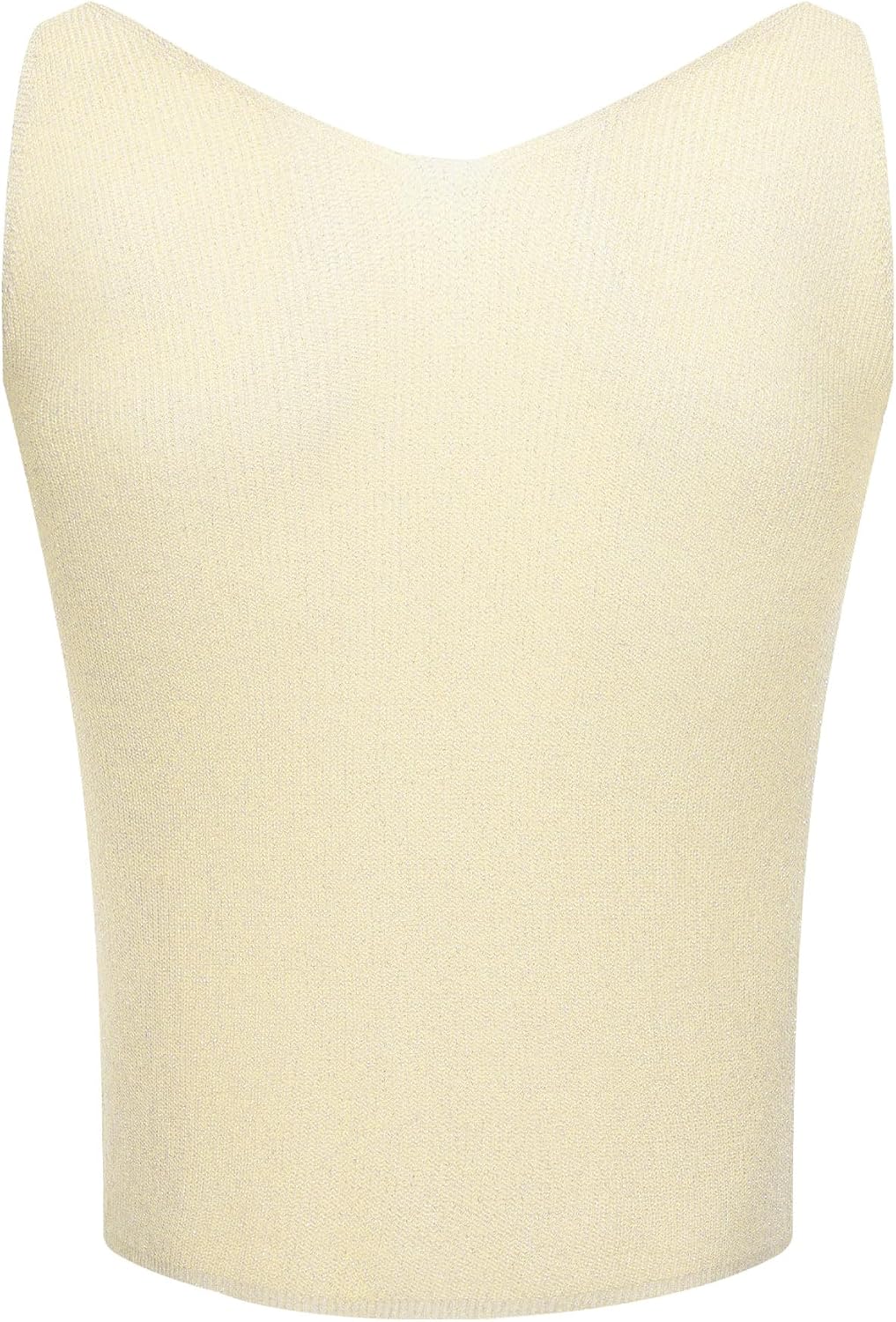Men's Rhinestone V Neck Knit Tank Top Cream
