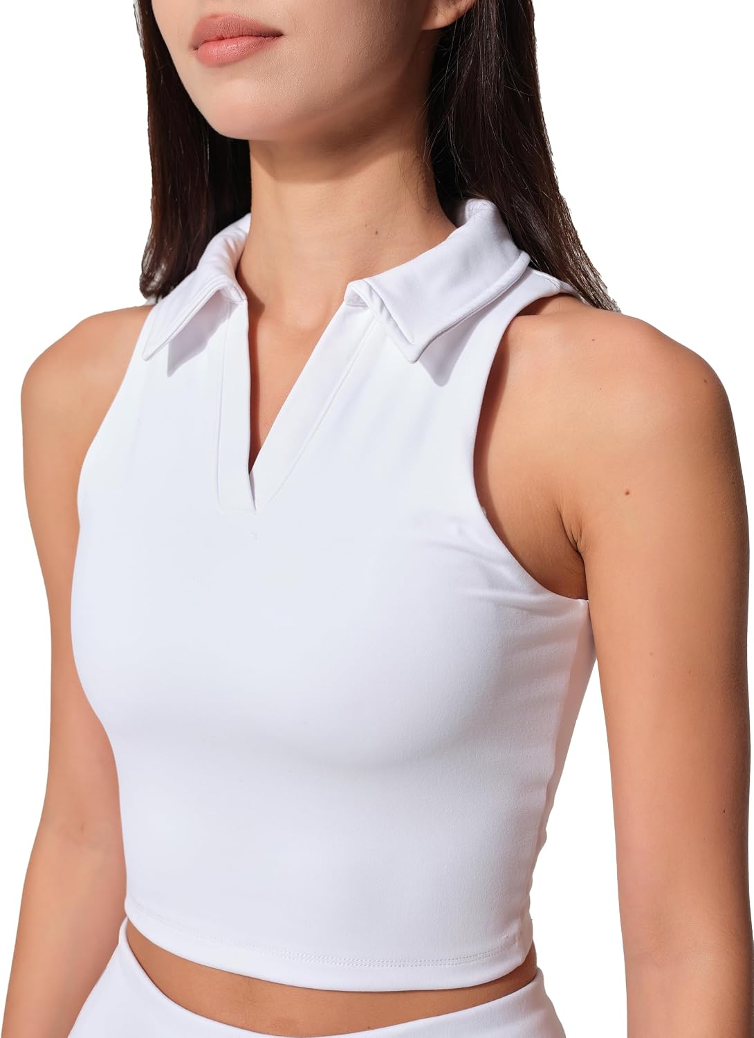 Women's Collared Sleeveless Tennis Tank Cropped Golf Polo