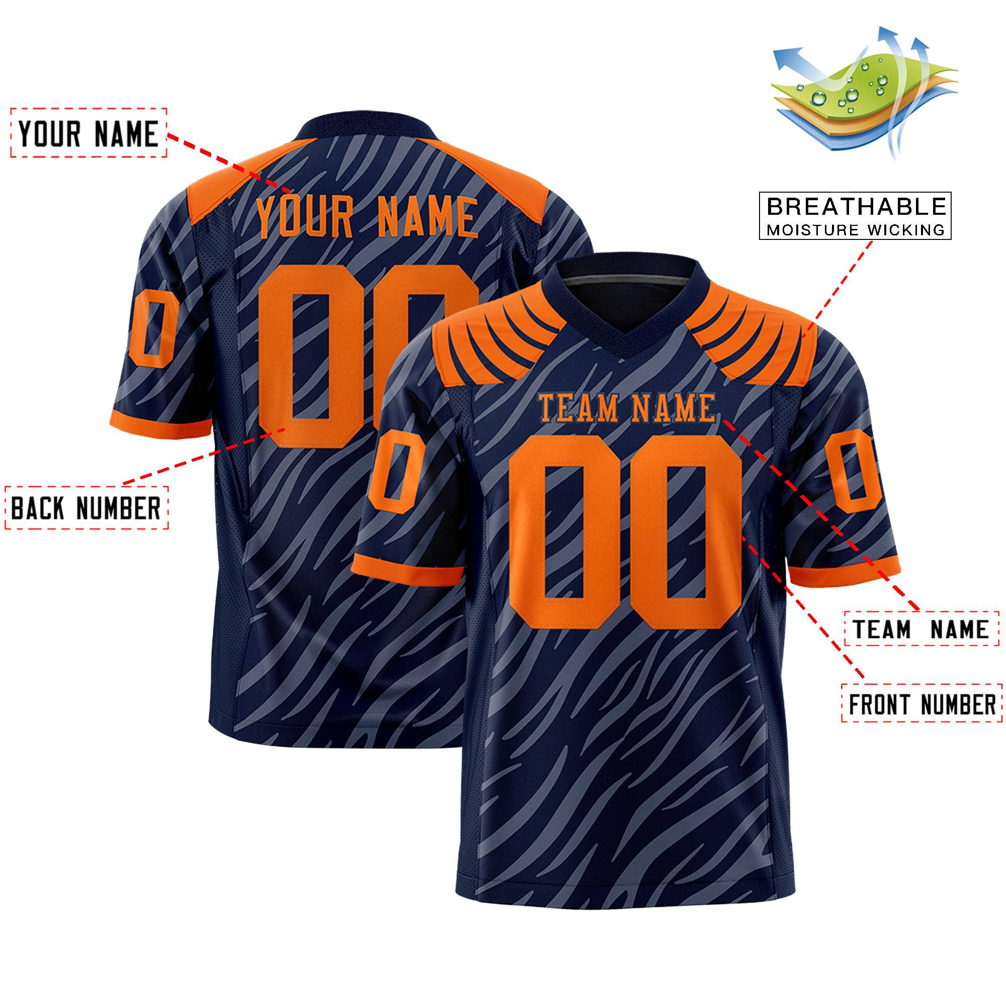 Individuell personalisiertes Tiger-Streifen-Graffiti-Muster, authentisches Fußballtrikot