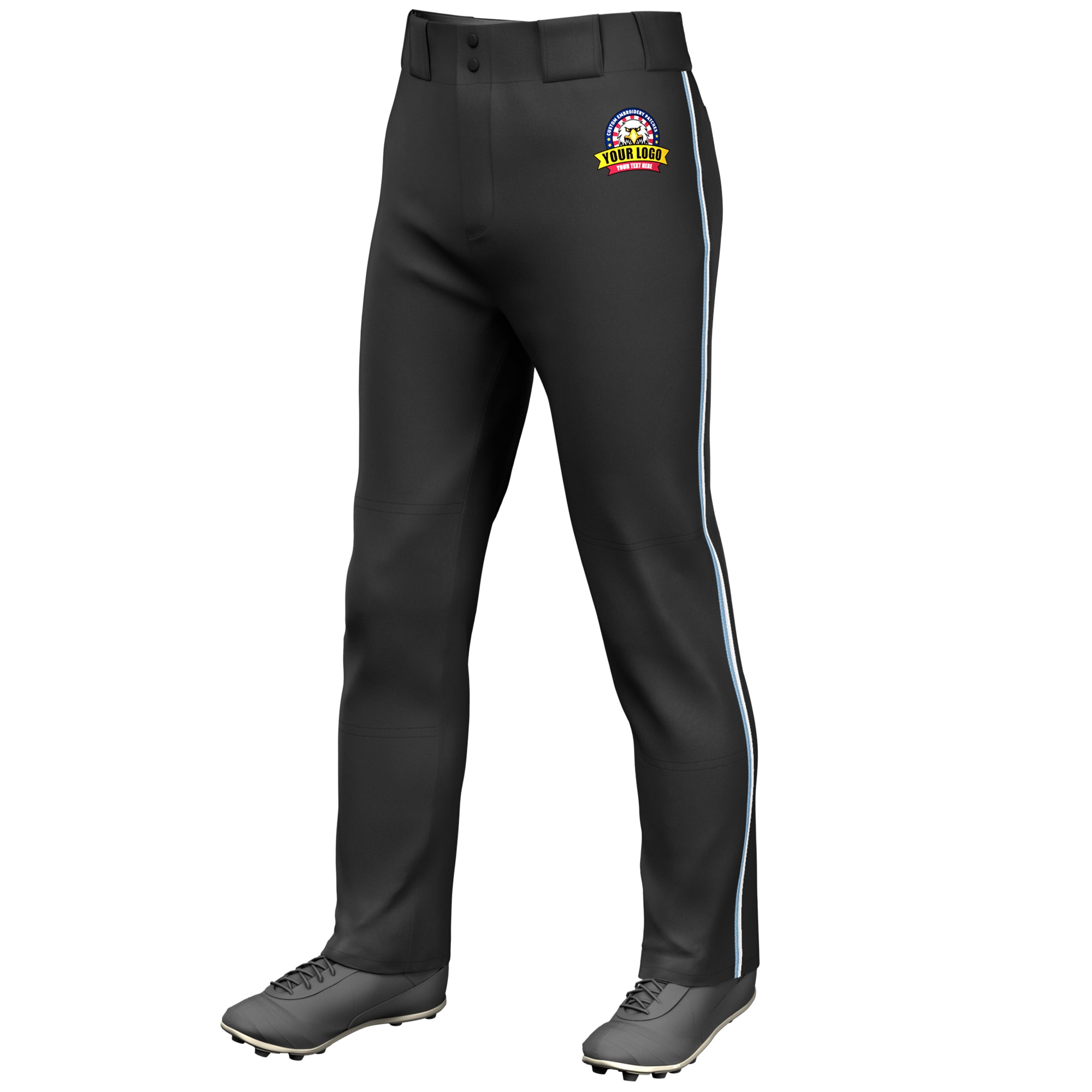 Custom Light Blue-White Classic Fit Stretch Practice Loose-fit Baseball Pants