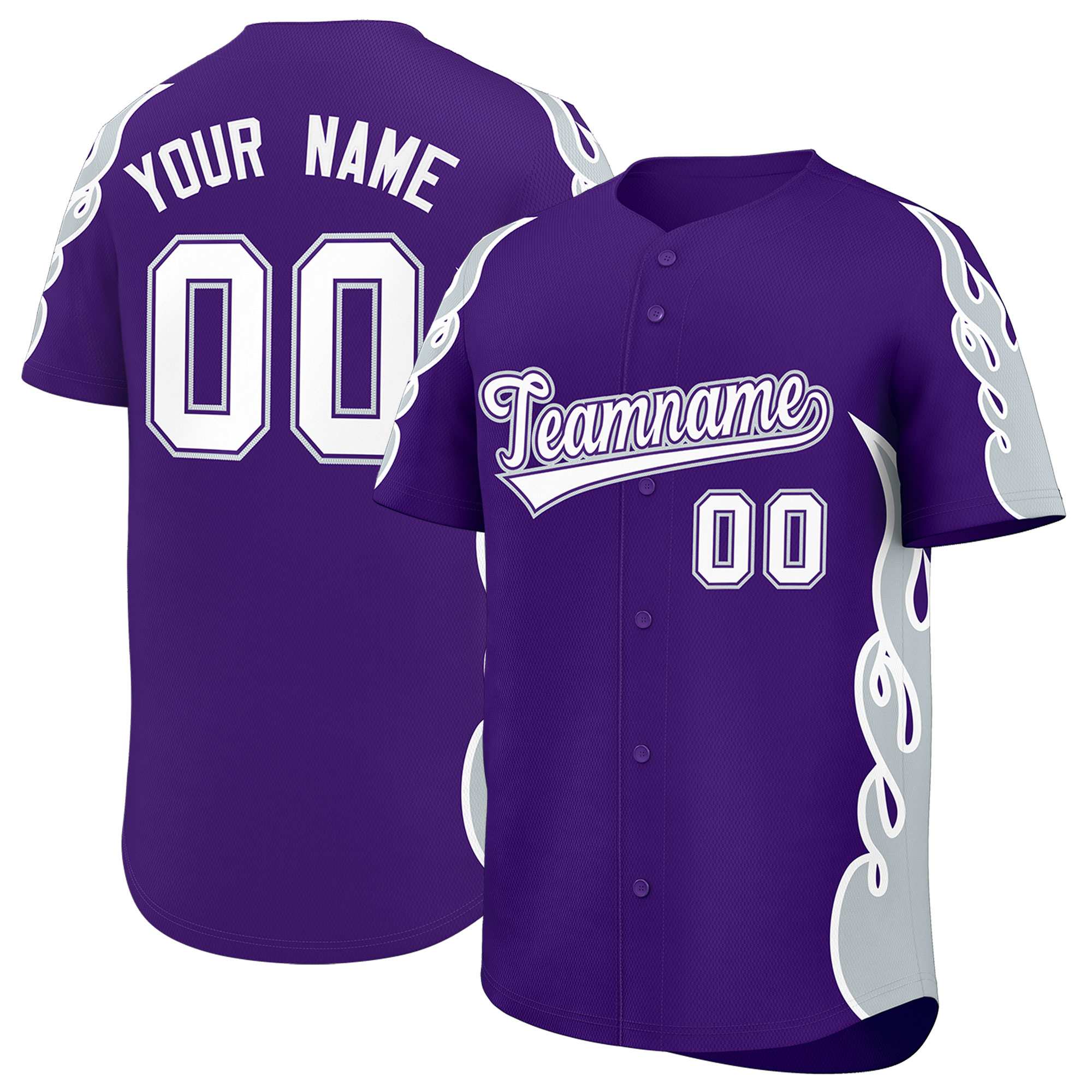 Benutzerdefiniertes Baseball-Trikot mit Seitenflammen-Umrissmuster für Sportuniformen