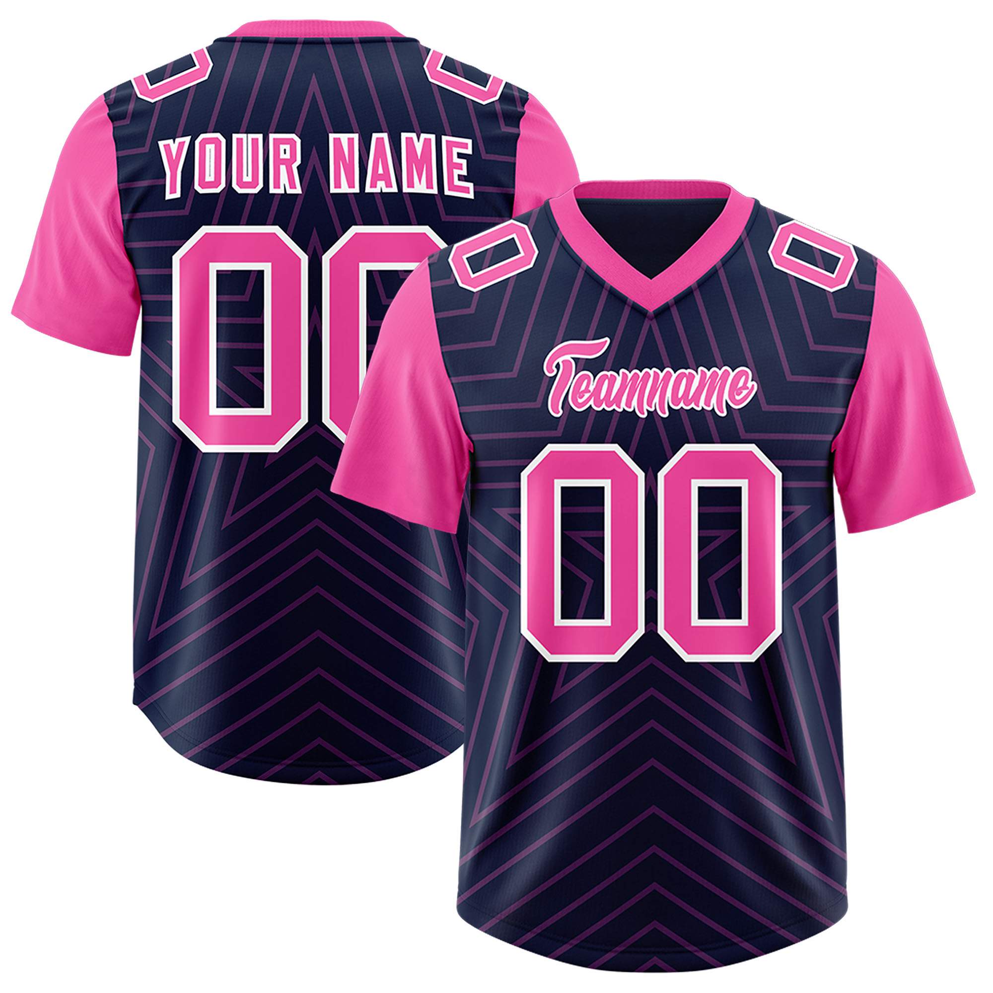 Individuell personalisiertes, authentisches Fußballtrikot mit Raglanärmeln und Sternenmuster