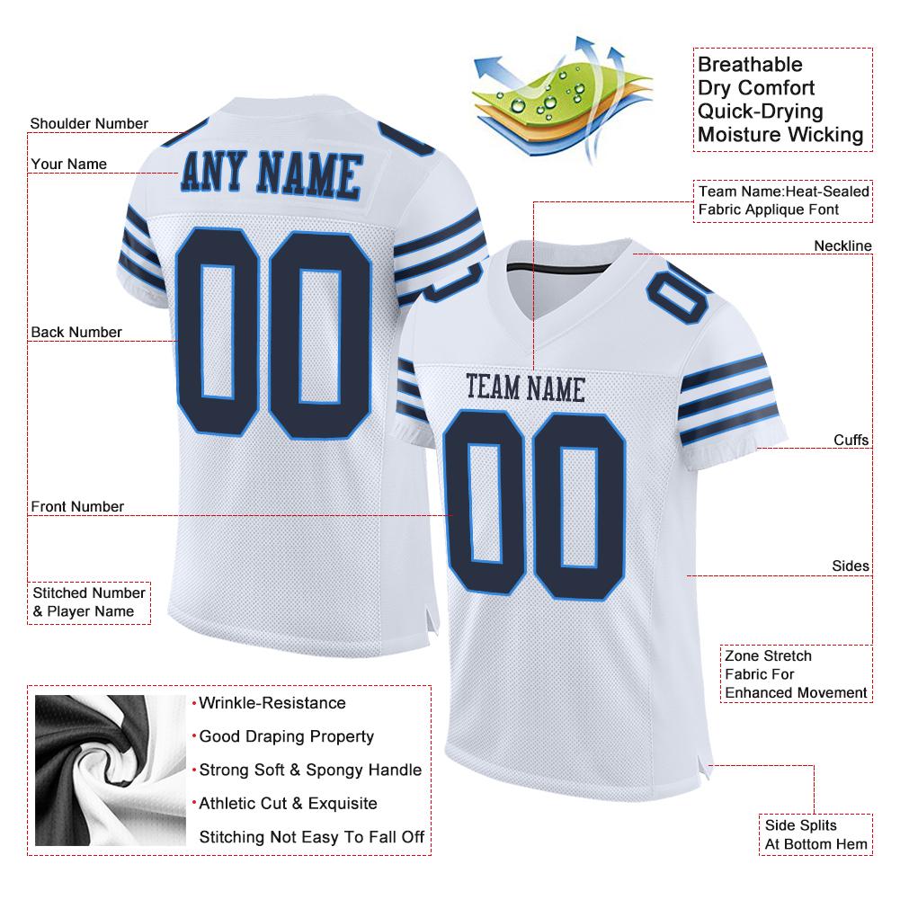 Maßgeschneidertes authentisches Mesh-Fußballtrikot im klassischen Marine-Pulverblau-Stil