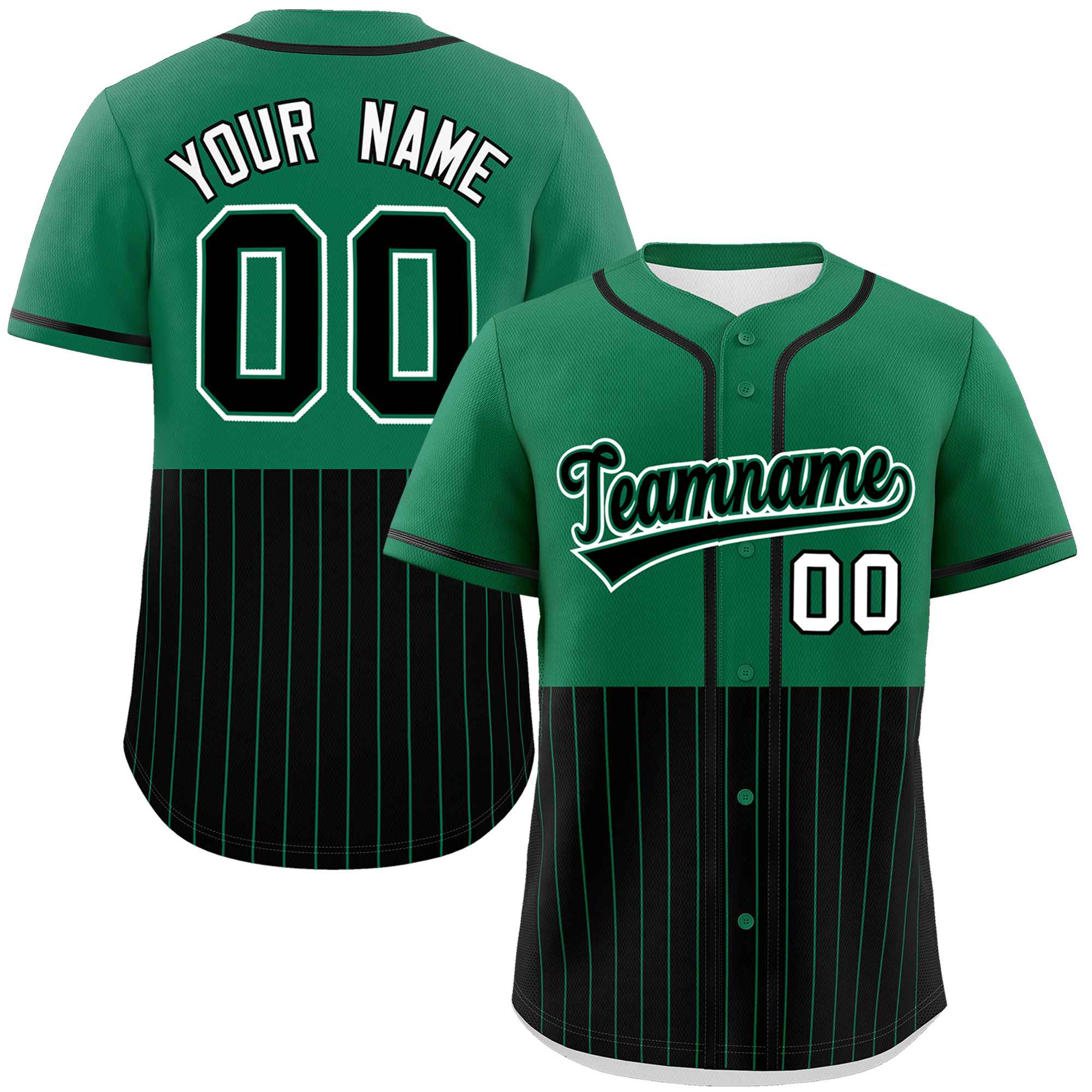 Individuell personalisiertes, authentisches Baseball-Trikot mit Halbstreifen-Design