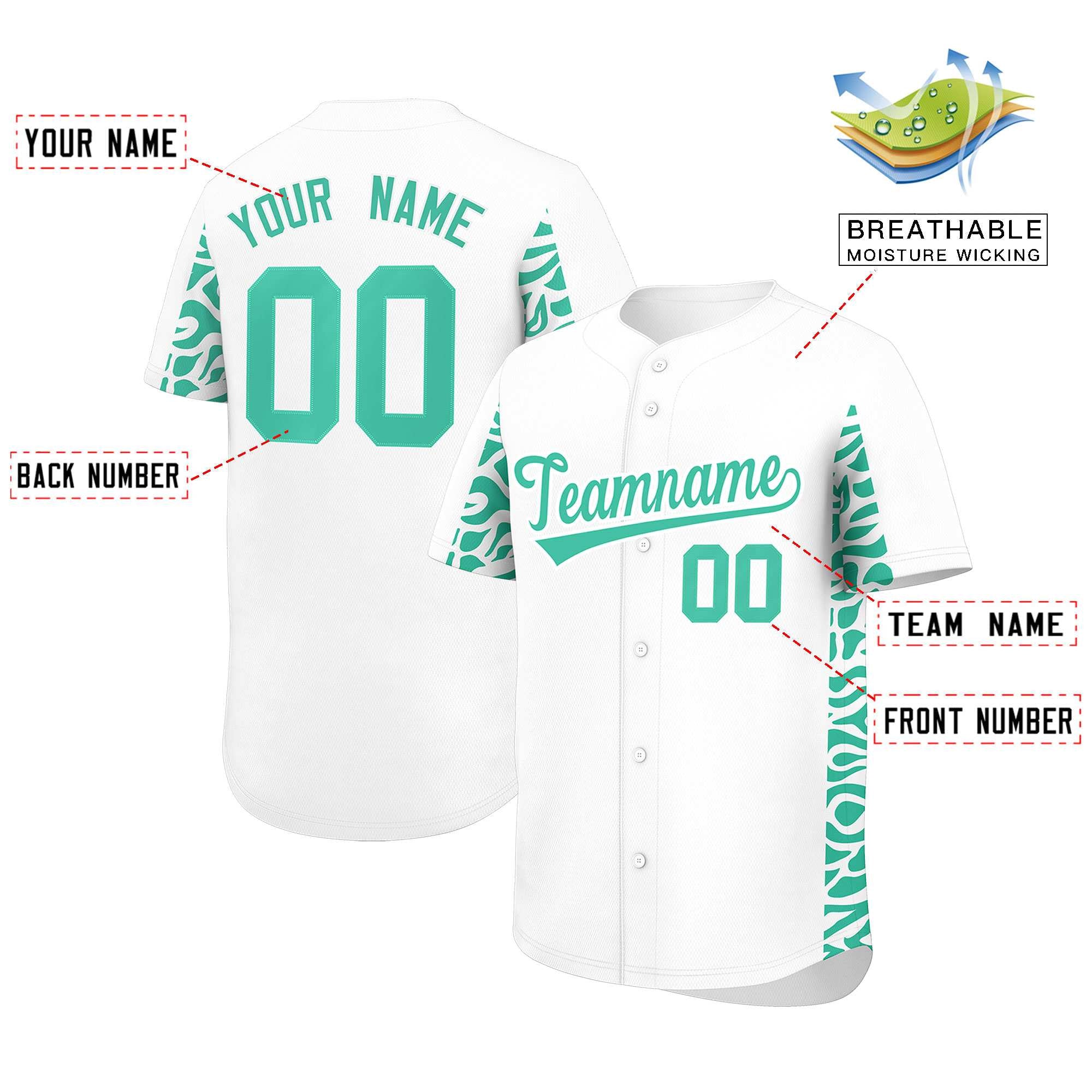 Benutzerdefiniertes, leuchtend grünes, personalisiertes Leoparden-Graffiti-Muster auf der Seite, authentisches Baseball-Trikot Benutzerdefiniertes, leuchtend grünes, personalisiertes Leoparden-Graffiti-Muster auf der Seite, authentisches Baseball-Trikot