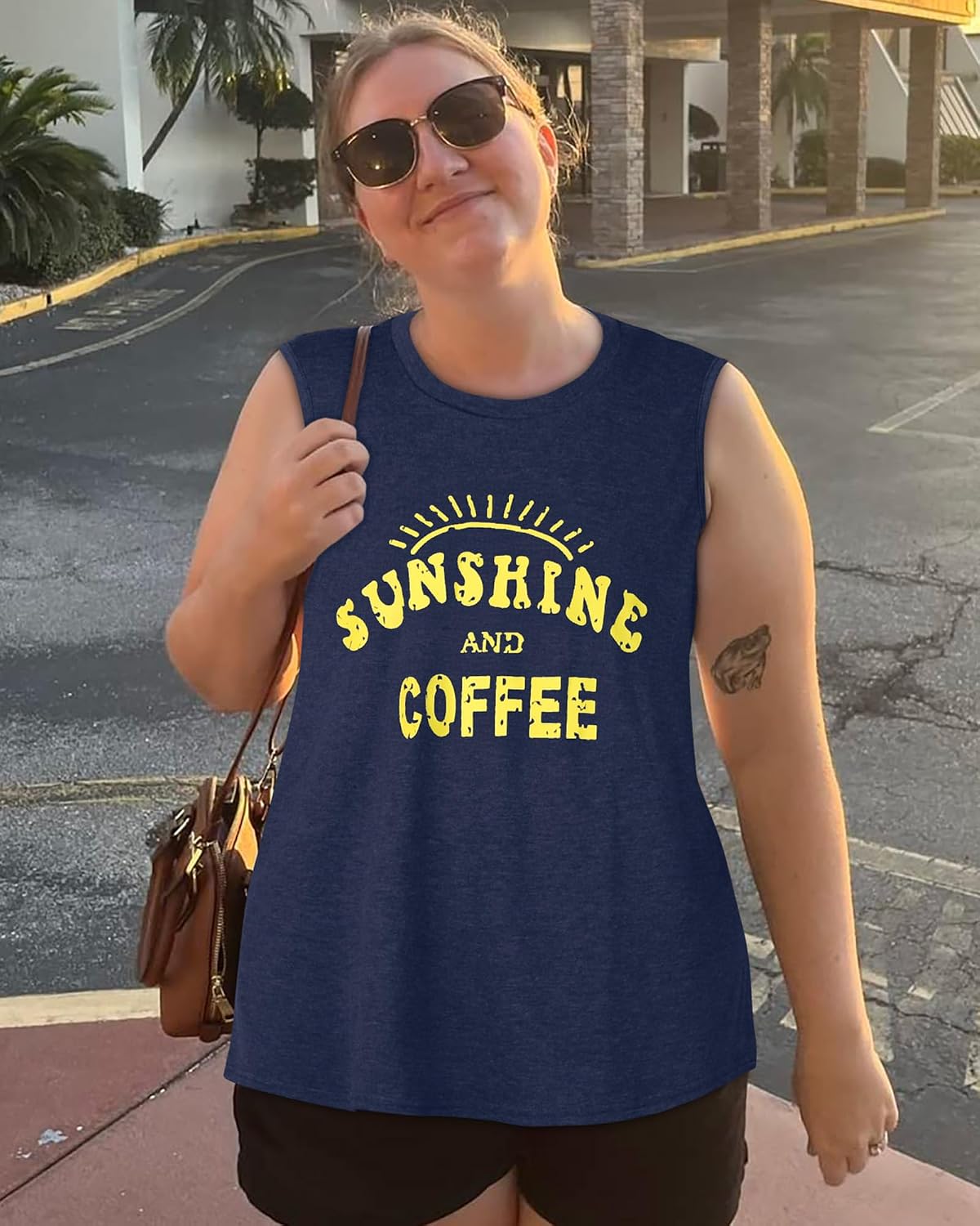 Women's Graphic Print Tank Top, Navy Loose Fit