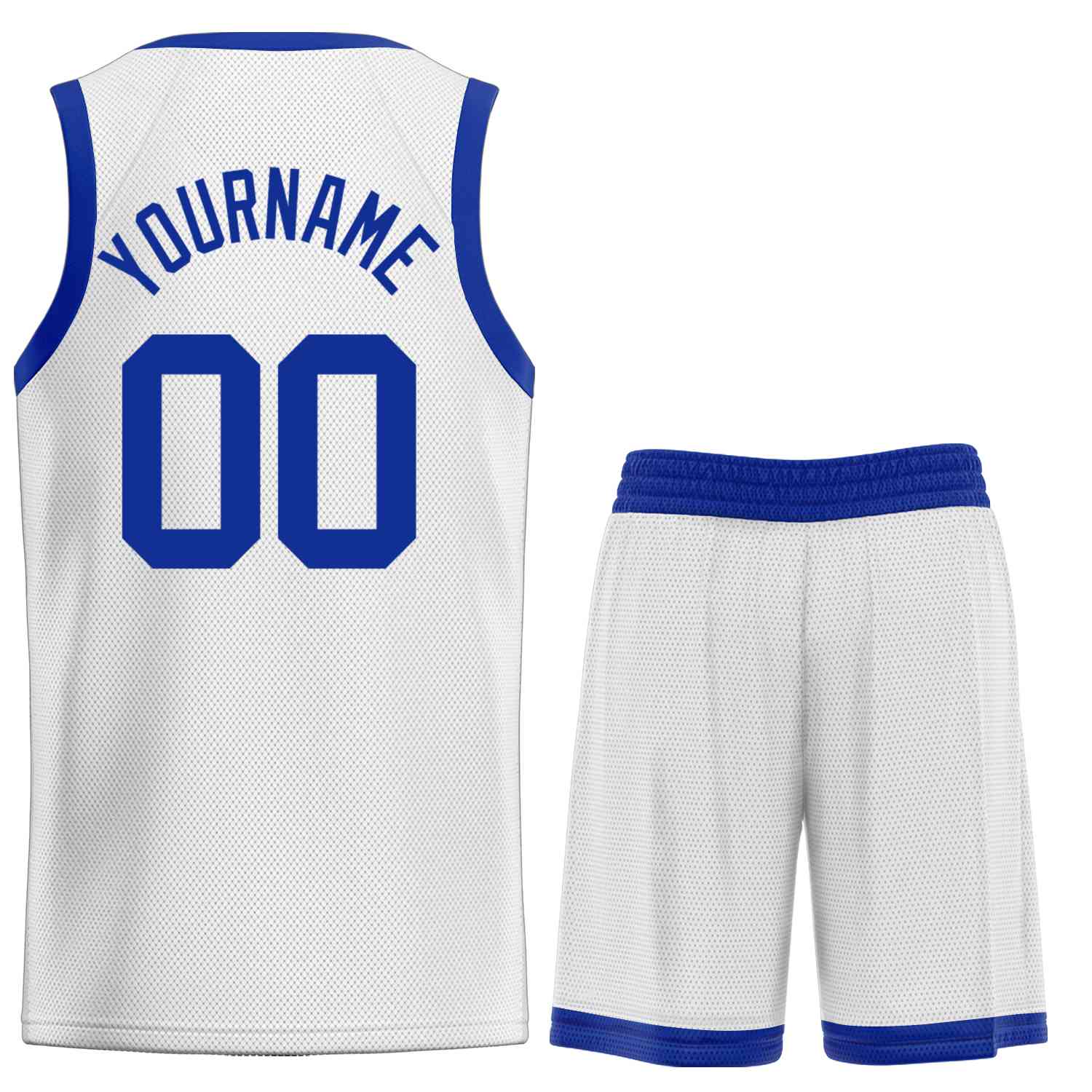 Maßgeschneidertes weißes Royal-Classic Sets gebogenes Basketballtrikot Maßgeschneidertes weißes Royal-Classic Sets gebogenes Basketballtrikot