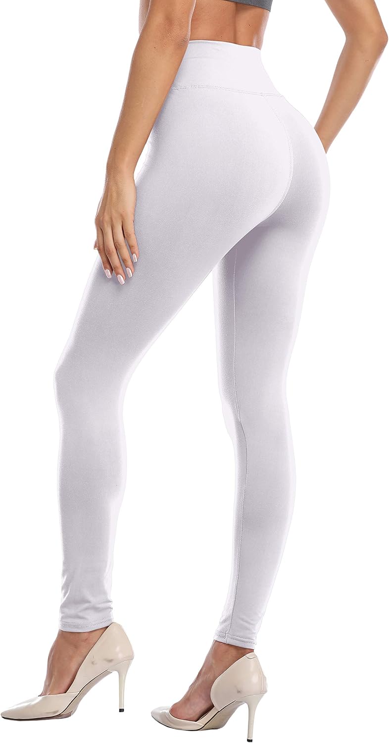 Women's High Waist Stretchy Full Length Leggings (White)