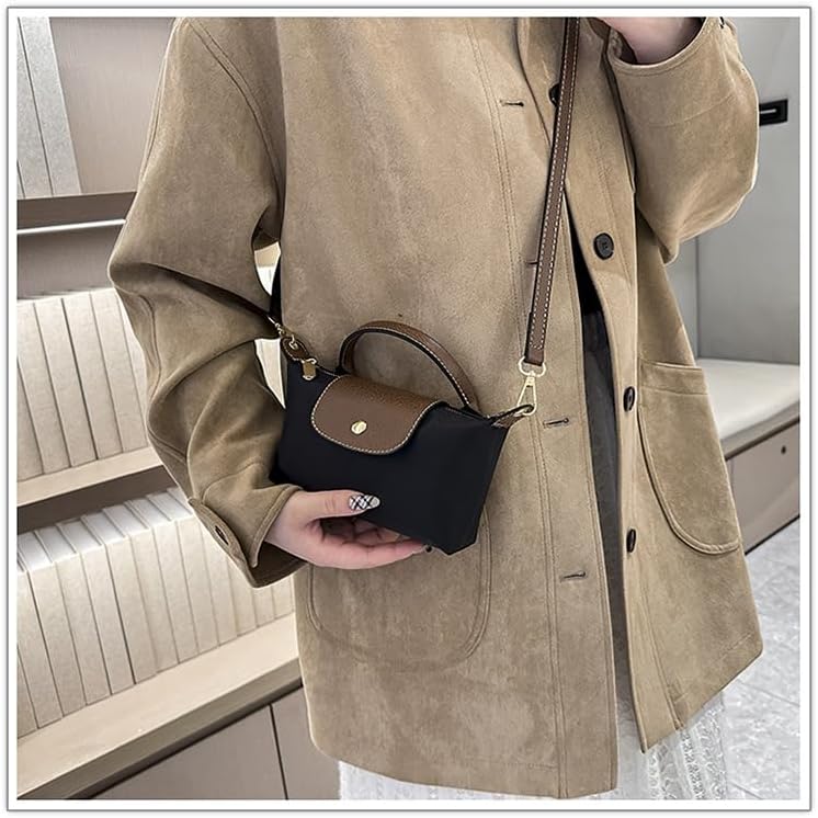 Women's Black Nylon Mini Crossbody Bag Top Handle