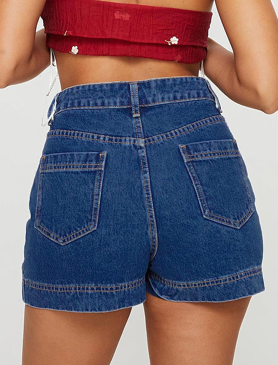 Women's High Waisted Denim Skort with Shorts Blue