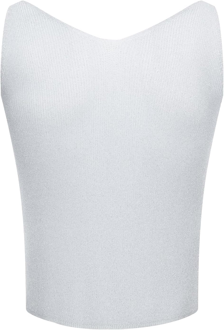 Men's Rhinestone V Neck Tank Top Silver Grey