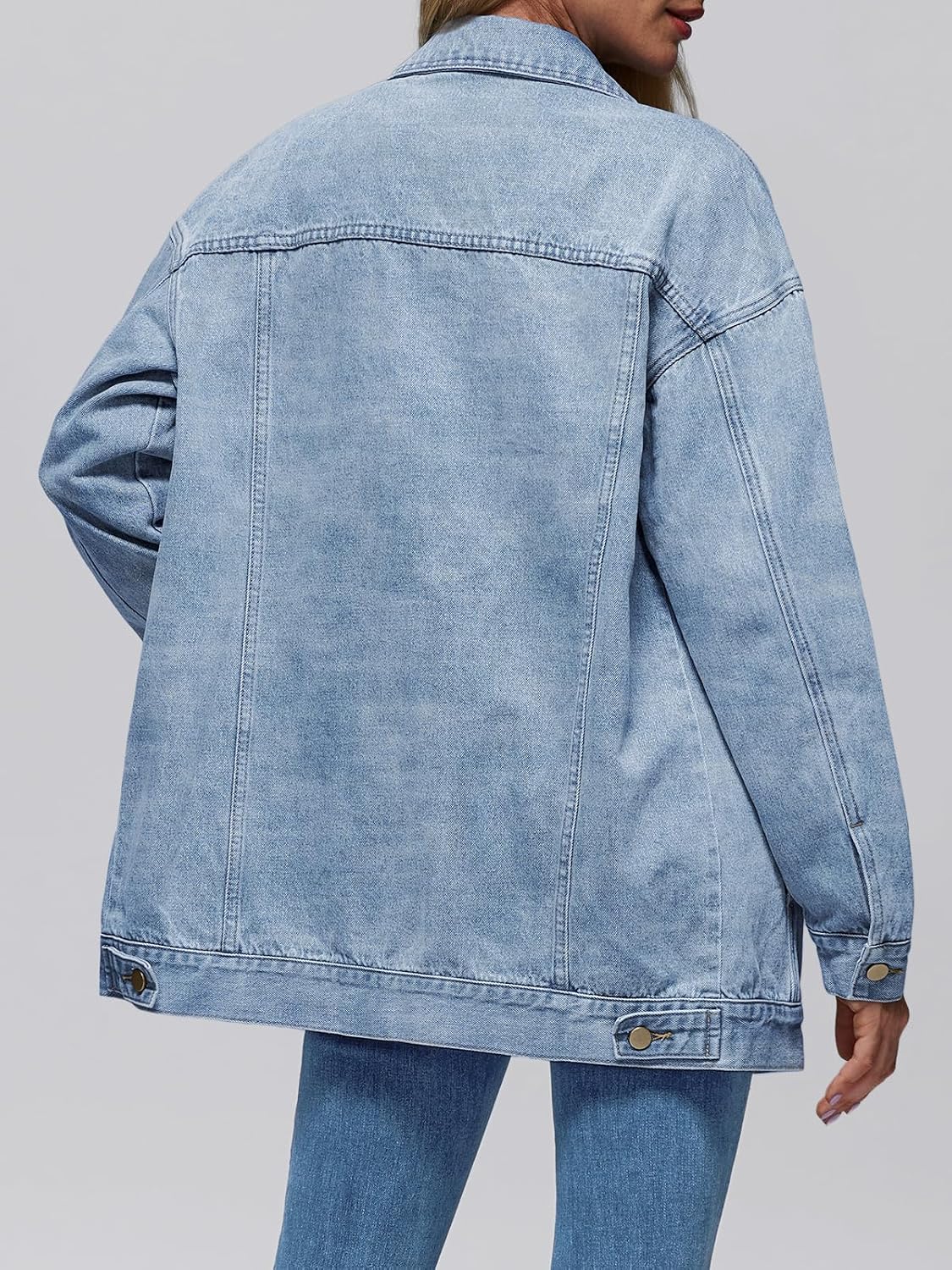 Women's Oversized Light Wash Denim Jacket Boyfriend Style Women's Oversized Light Wash Denim Jacket Boyfriend Style