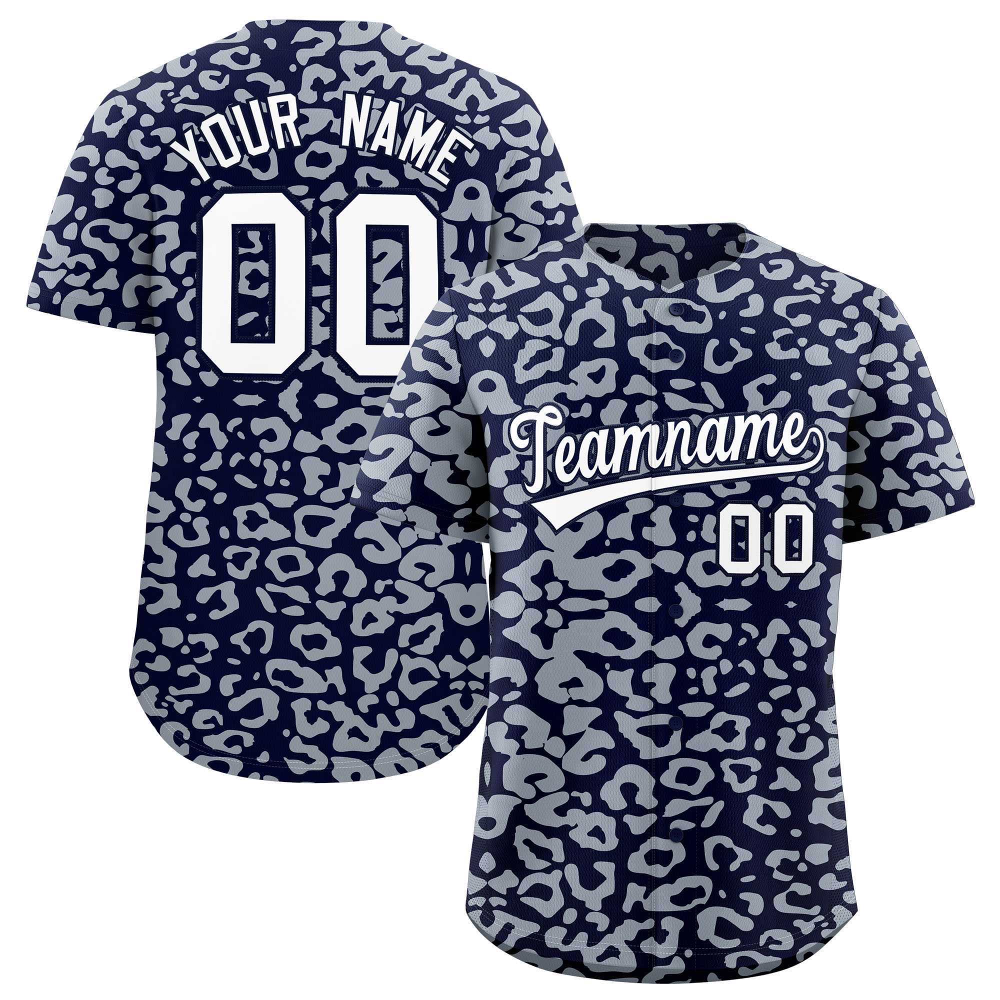 Authentisches Baseball-Trikot mit individuell gestaltetem Leopardenmuster
