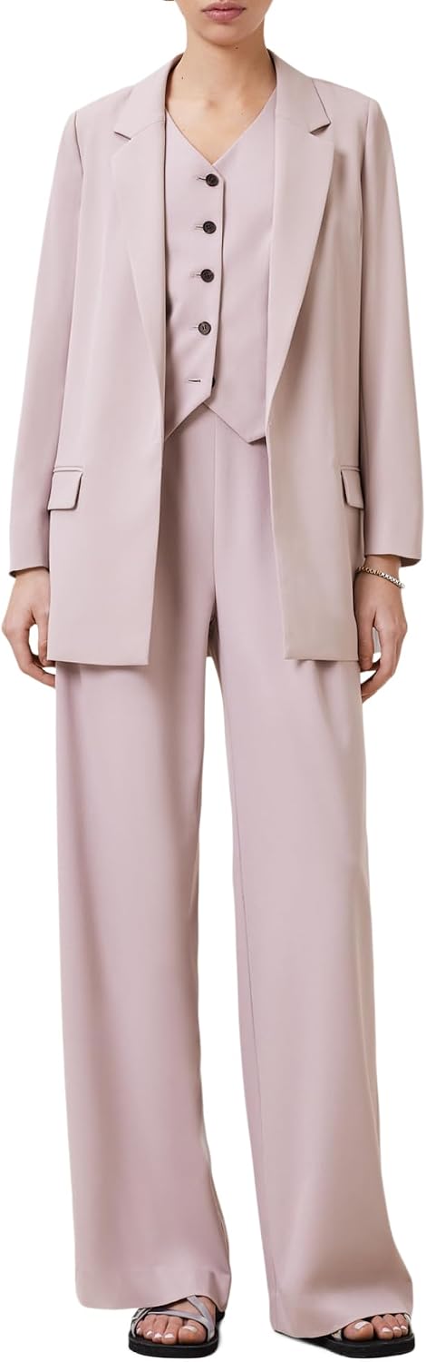 Women's Longline Open Front Blazer Blush Pink