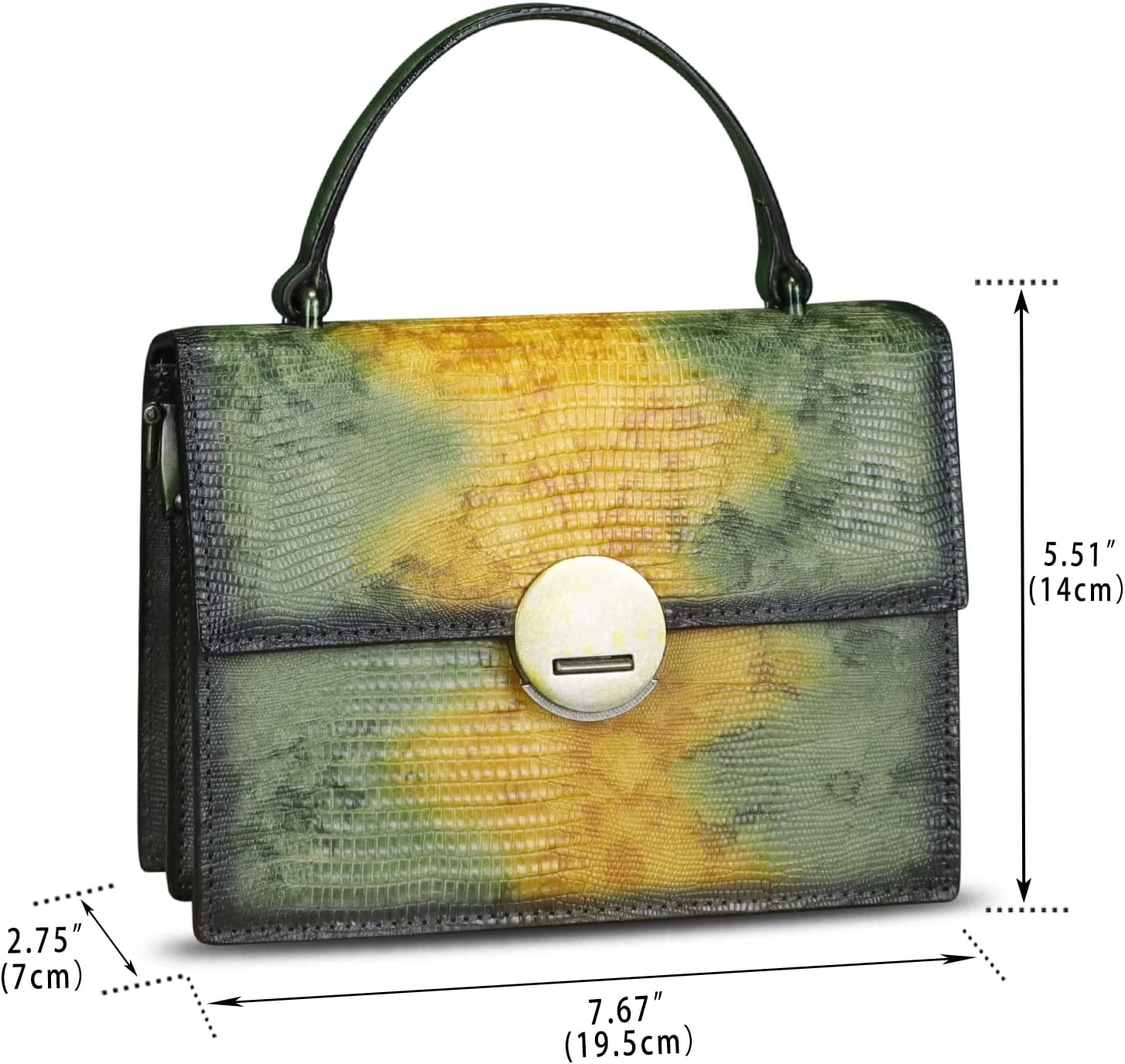 Women's Hand-Dyed Lizard-Embossed Leather Top Handle Bag Green Women's Hand-Dyed Lizard-Embossed Leather Top Handle Bag Green