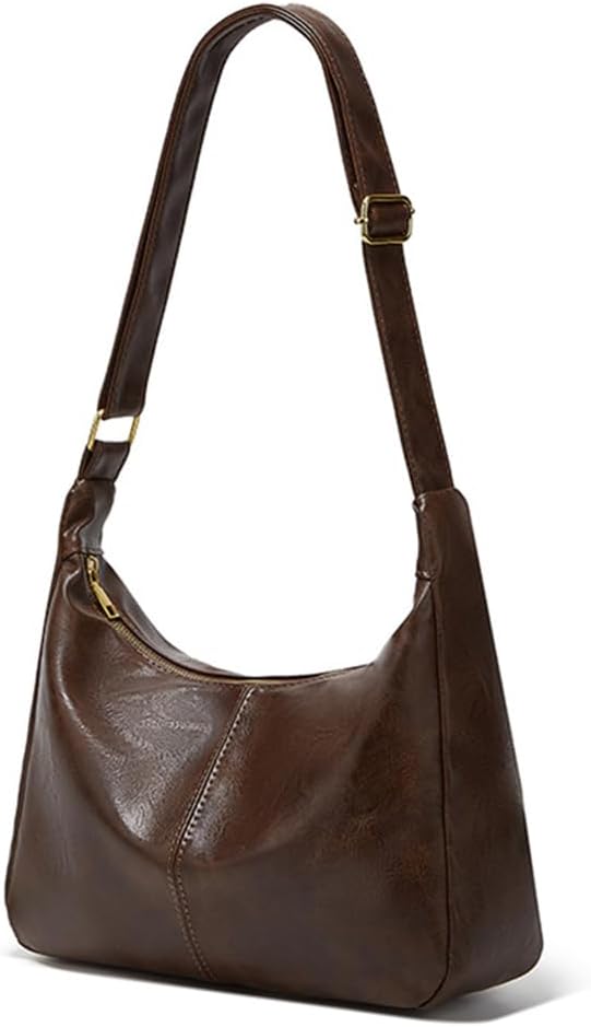 Women's PU Leather Slouchy Hobo Shoulder Bag Brown