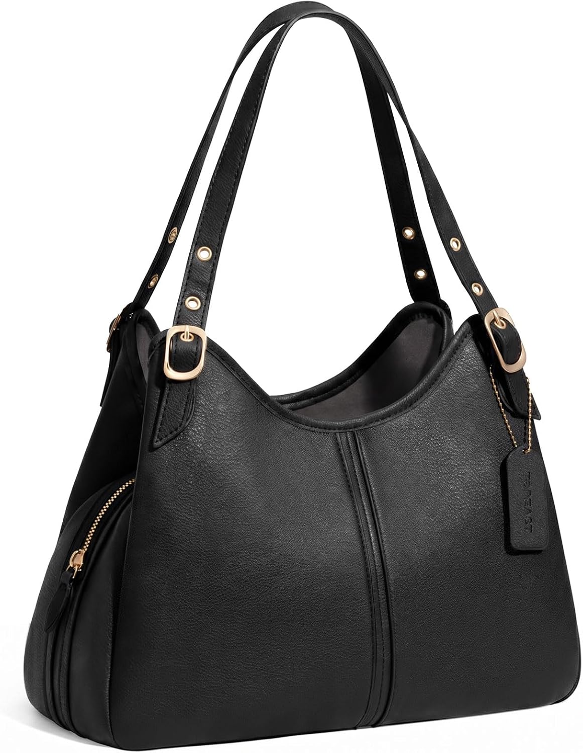 Women's Soft Leather Hobo Tote Bag Black