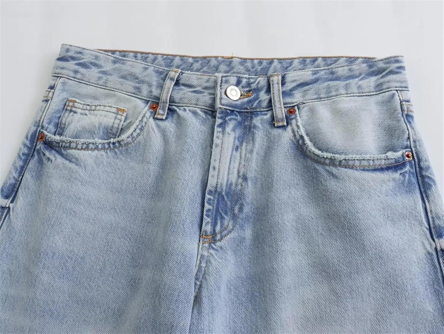 Women's Distressed Boyfriend Straight Leg Jeans Vintage Wash