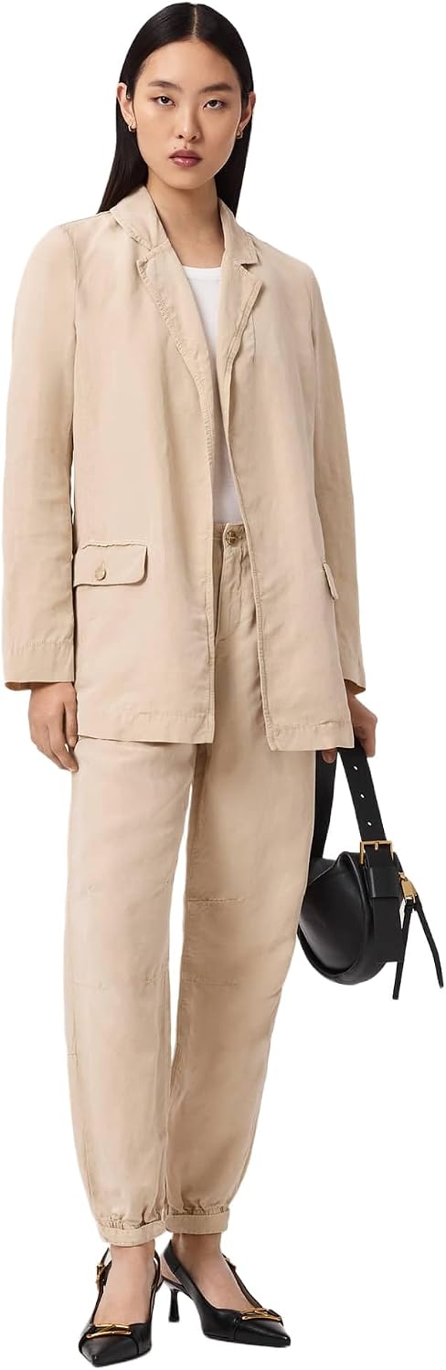 Women's Open Front Relaxed Fit Blazer Beige Women's Open Front Relaxed Fit Blazer Beige