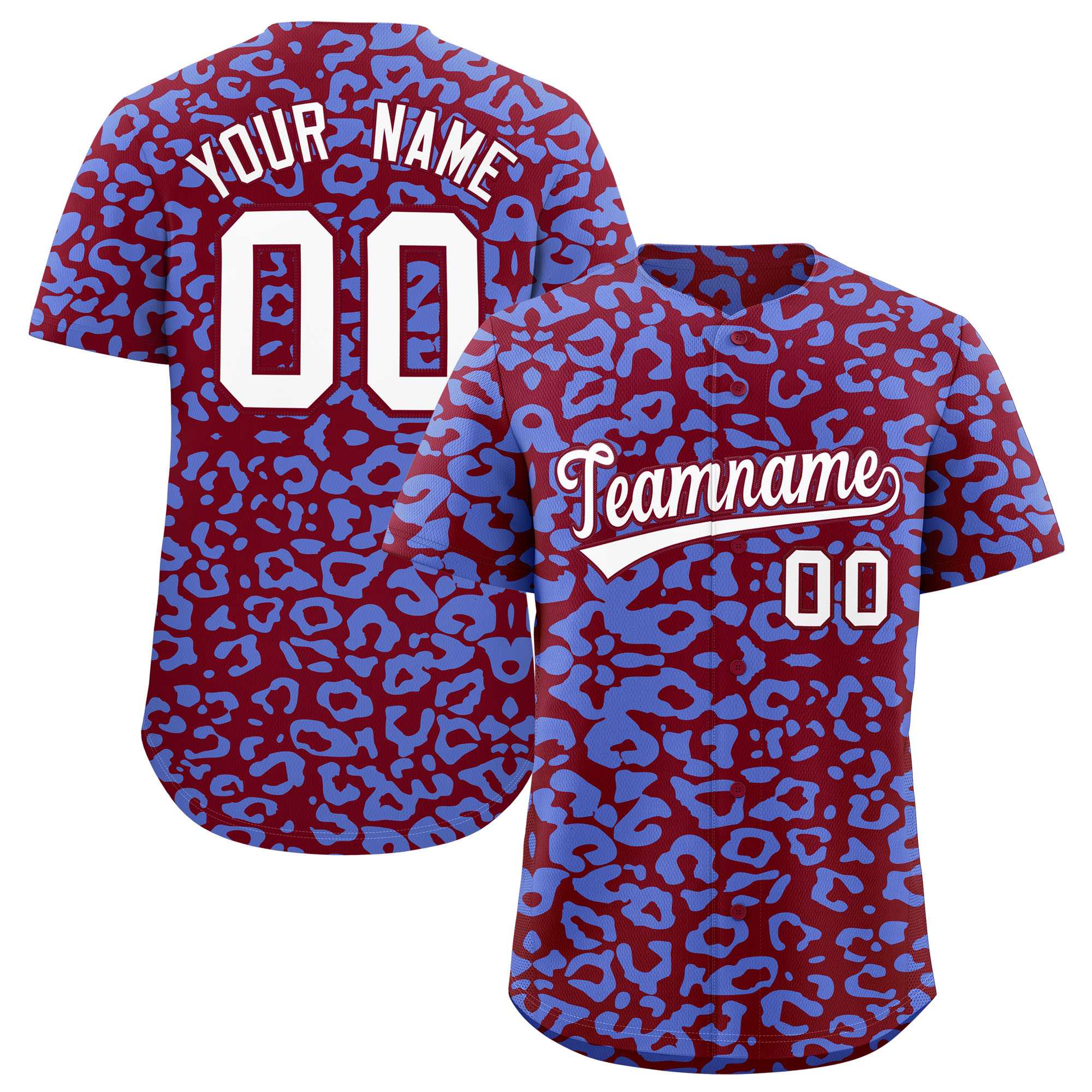 Authentisches Baseball-Trikot mit individuell gestaltetem Leopardenmuster