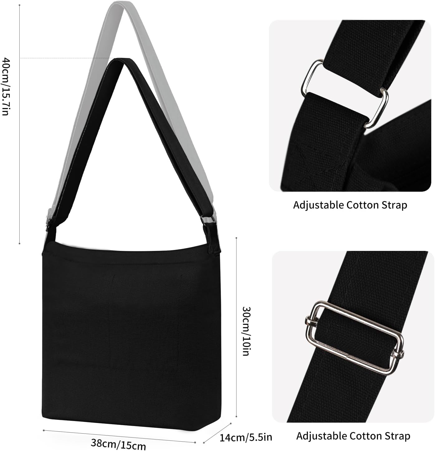 Women's Black Canvas Hobo Bag Casual Crossbody Tote Women's Black Canvas Hobo Bag Casual Crossbody Tote