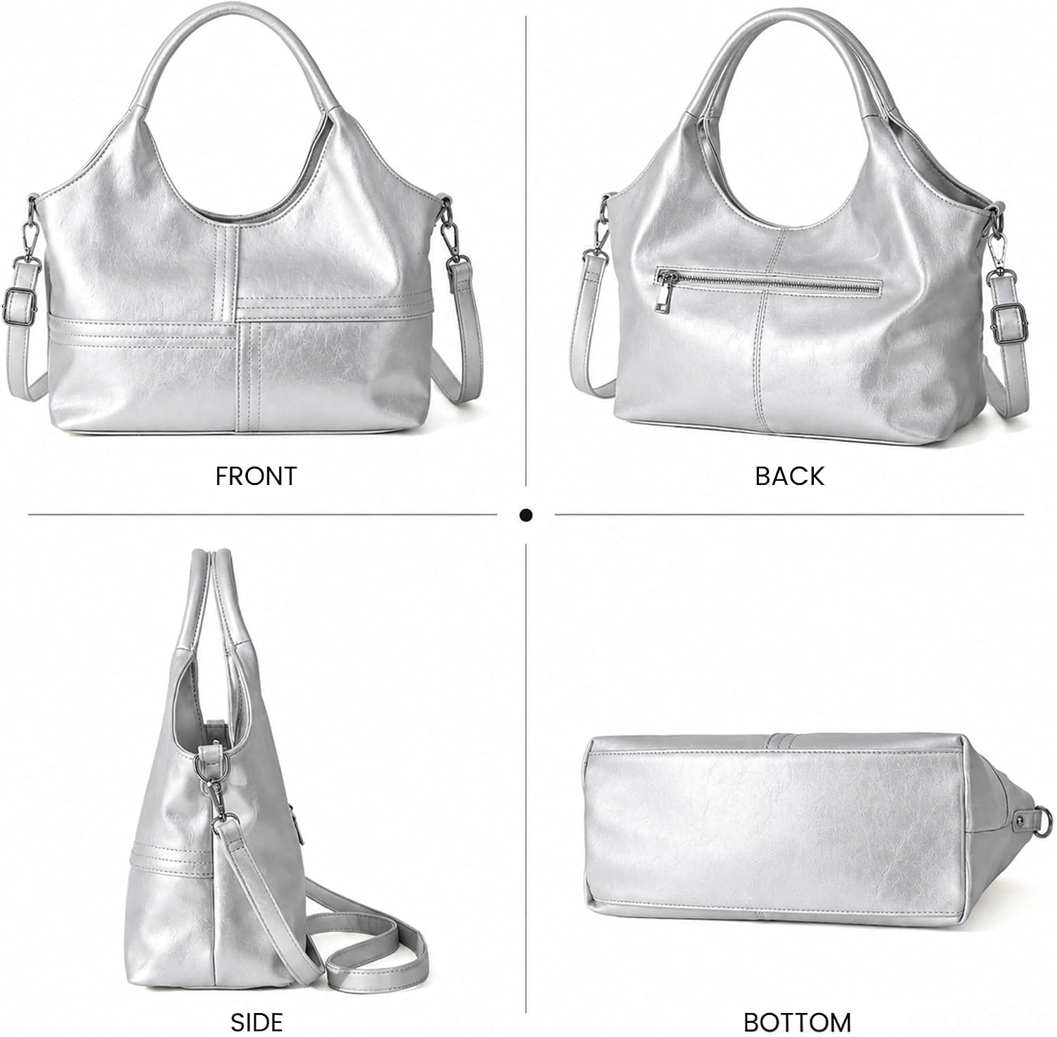 Women's Metallic Tote Bag Silver