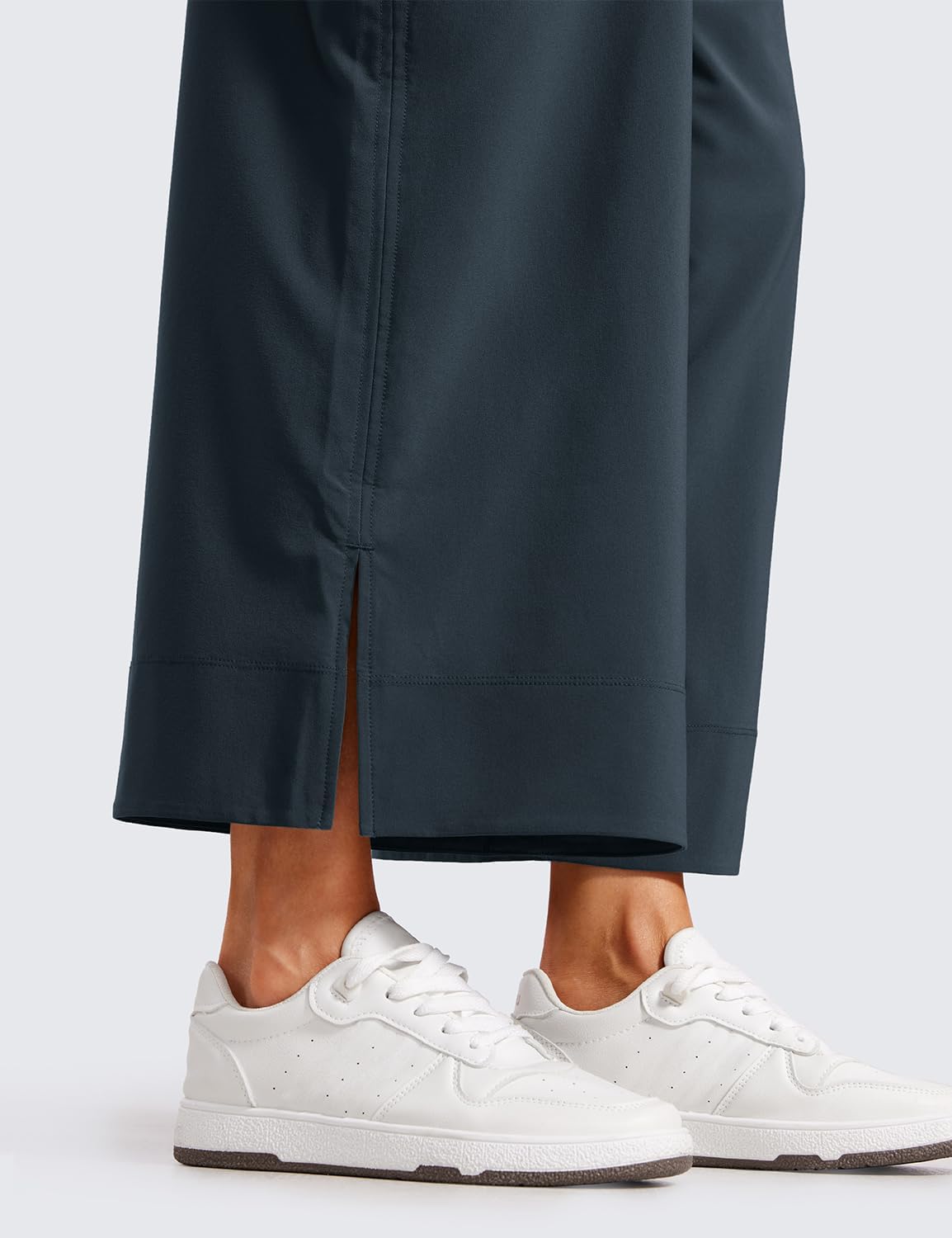 Women's Lightweight Wide Leg Crop Pants Drawstring Navy