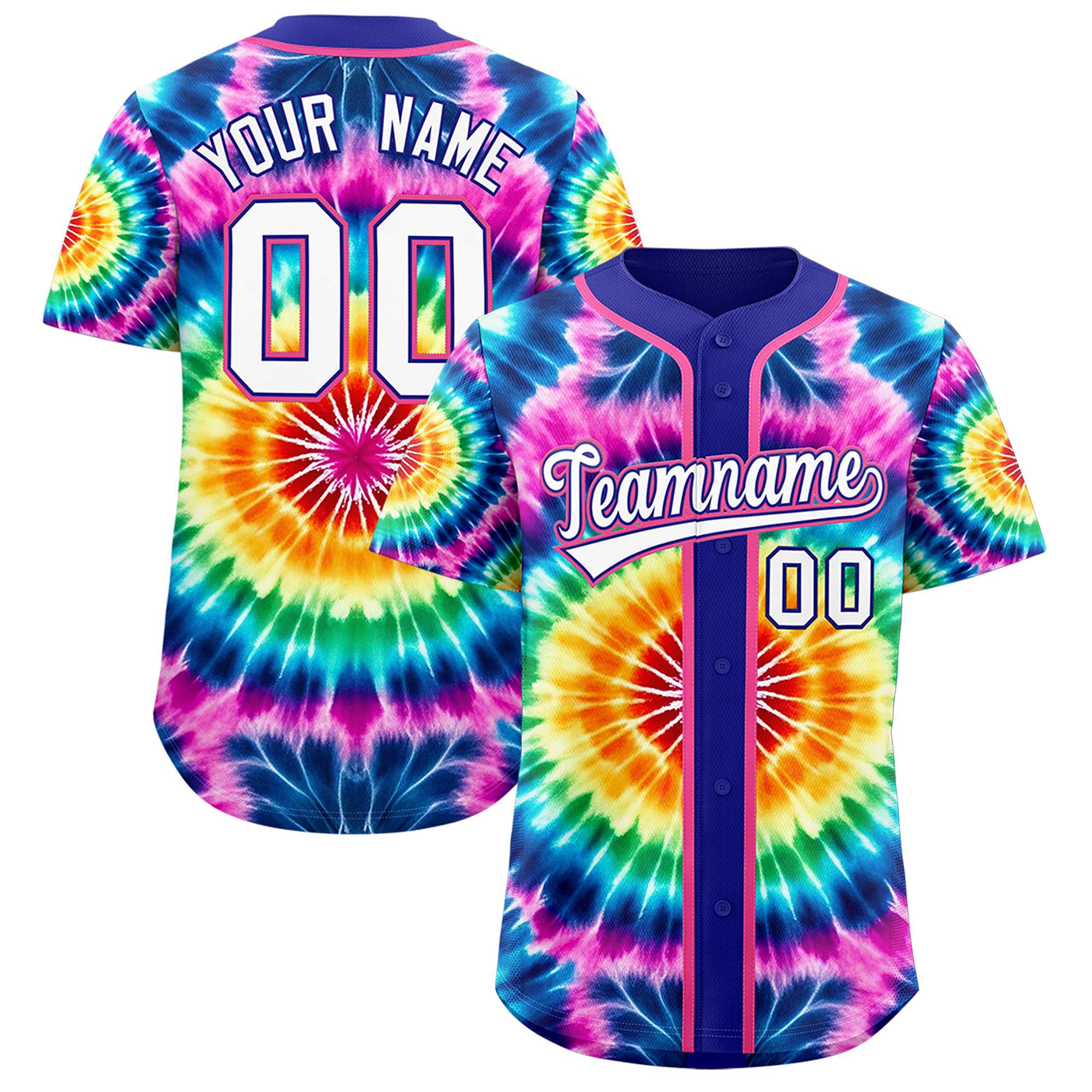 Authentisches Baseball-Trikot mit individuellem Tie-Dye-Graffiti-Muster Authentisches Baseball-Trikot mit individuellem Tie-Dye-Graffiti-Muster